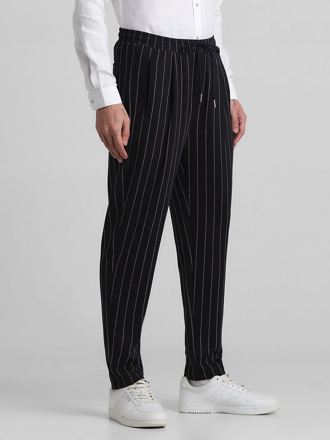 Black Mid Rise Striped Jogger Pants - Image 2