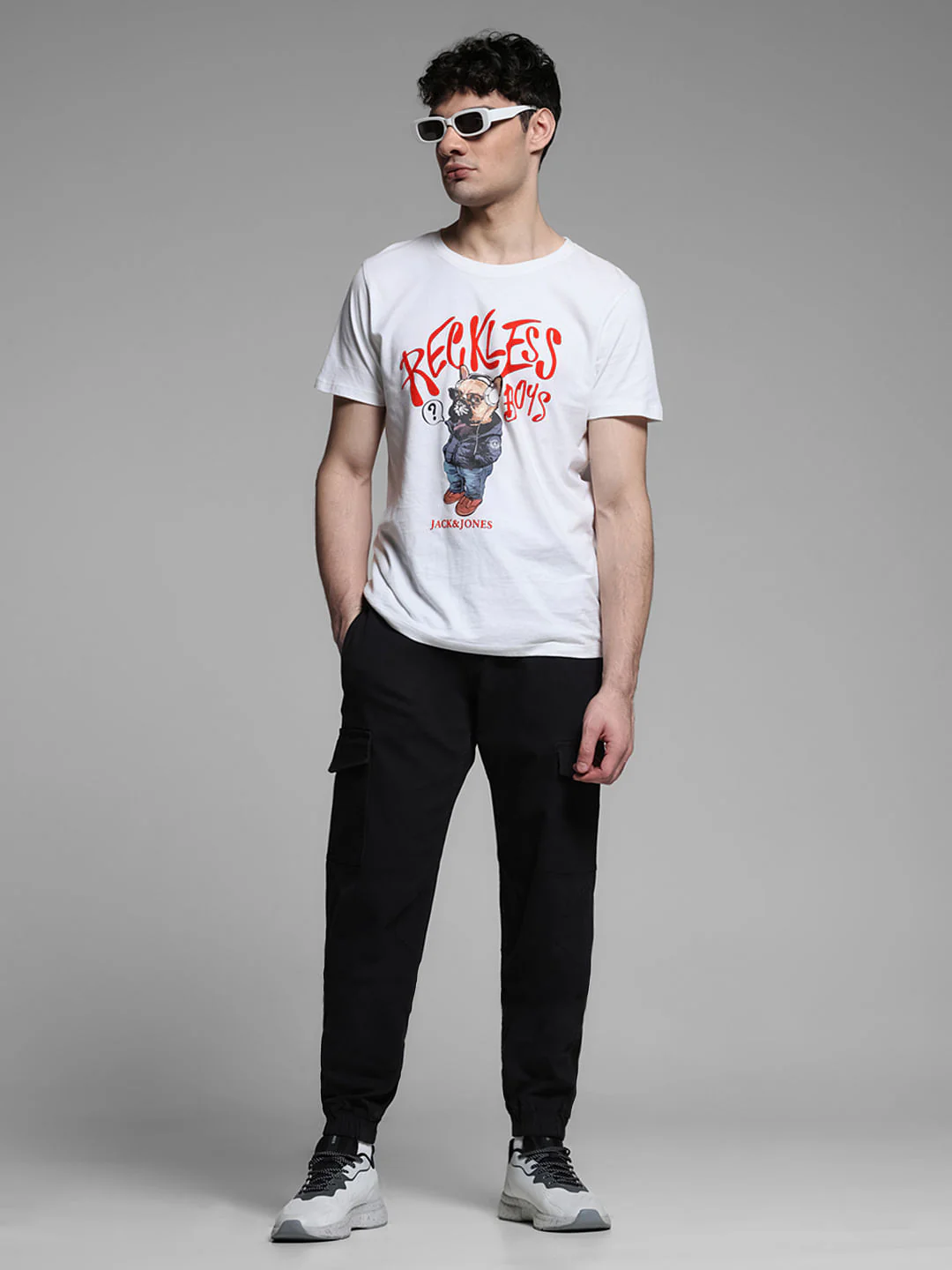 Black Mid Rise Cotton Cargo Trousers - Image 6