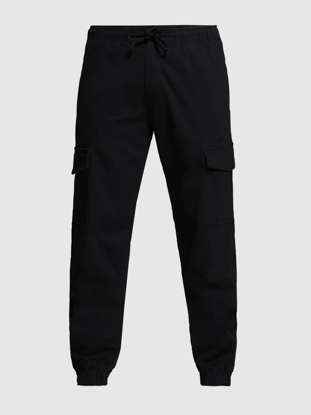 Black Mid Rise Cotton Cargo Trousers - Image 7