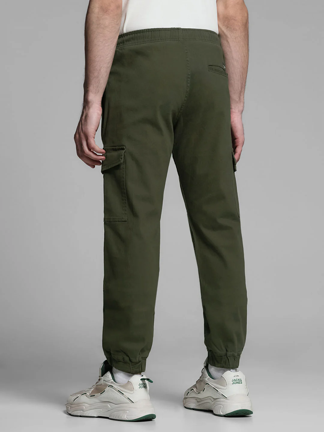 Green Mid Rise Cotton Cargo Trousers - Image 3