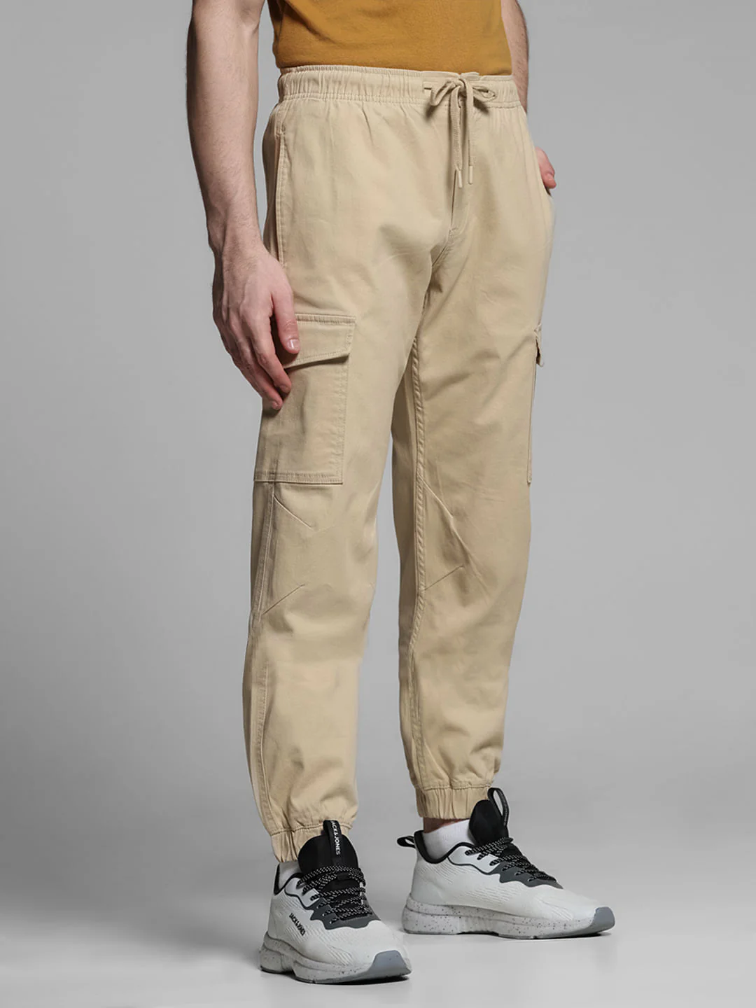 Khaki Mid Rise Cotton Cargo Trousers - Image 2