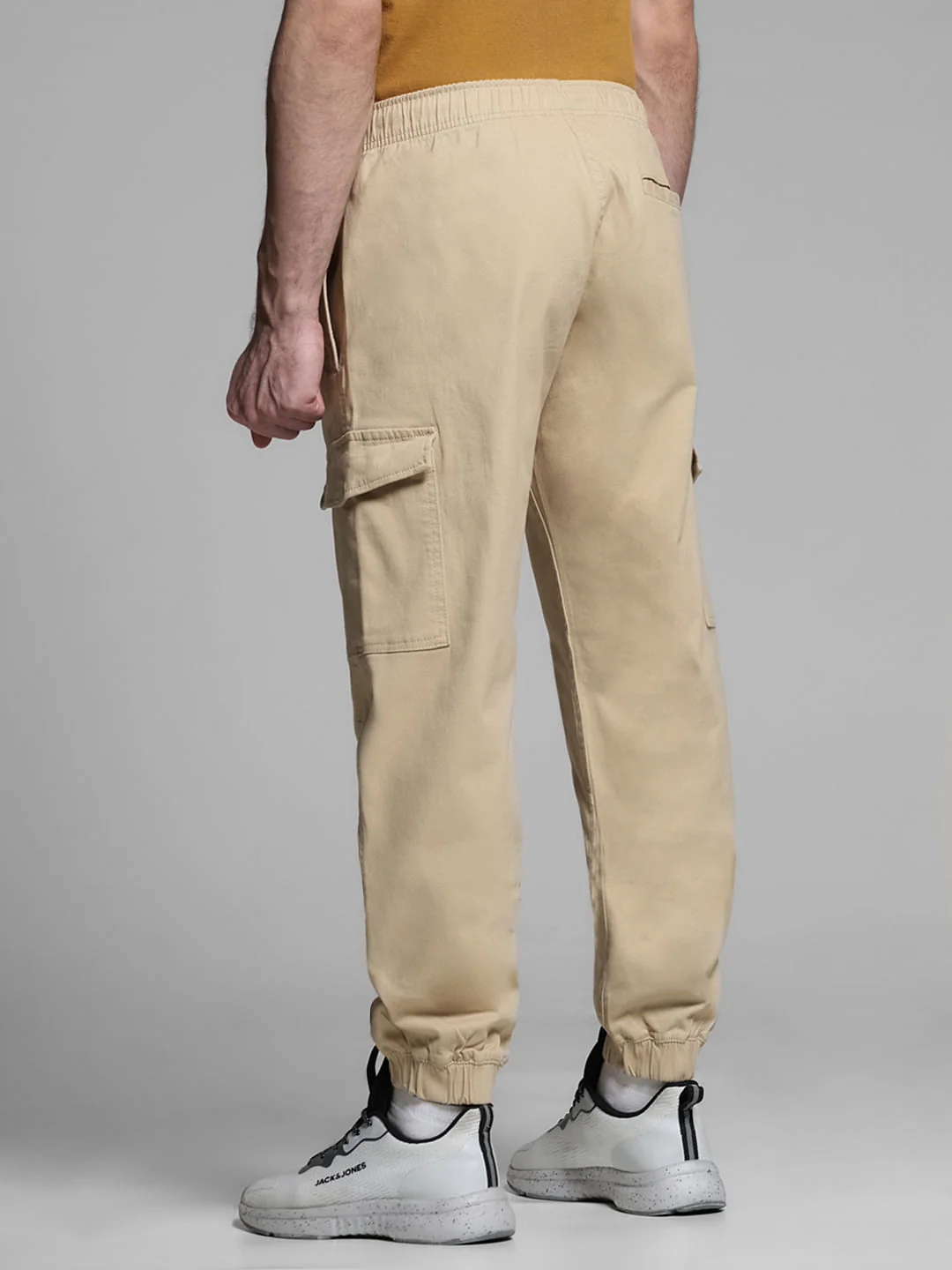 Khaki Mid Rise Cotton Cargo Trousers - Image 3
