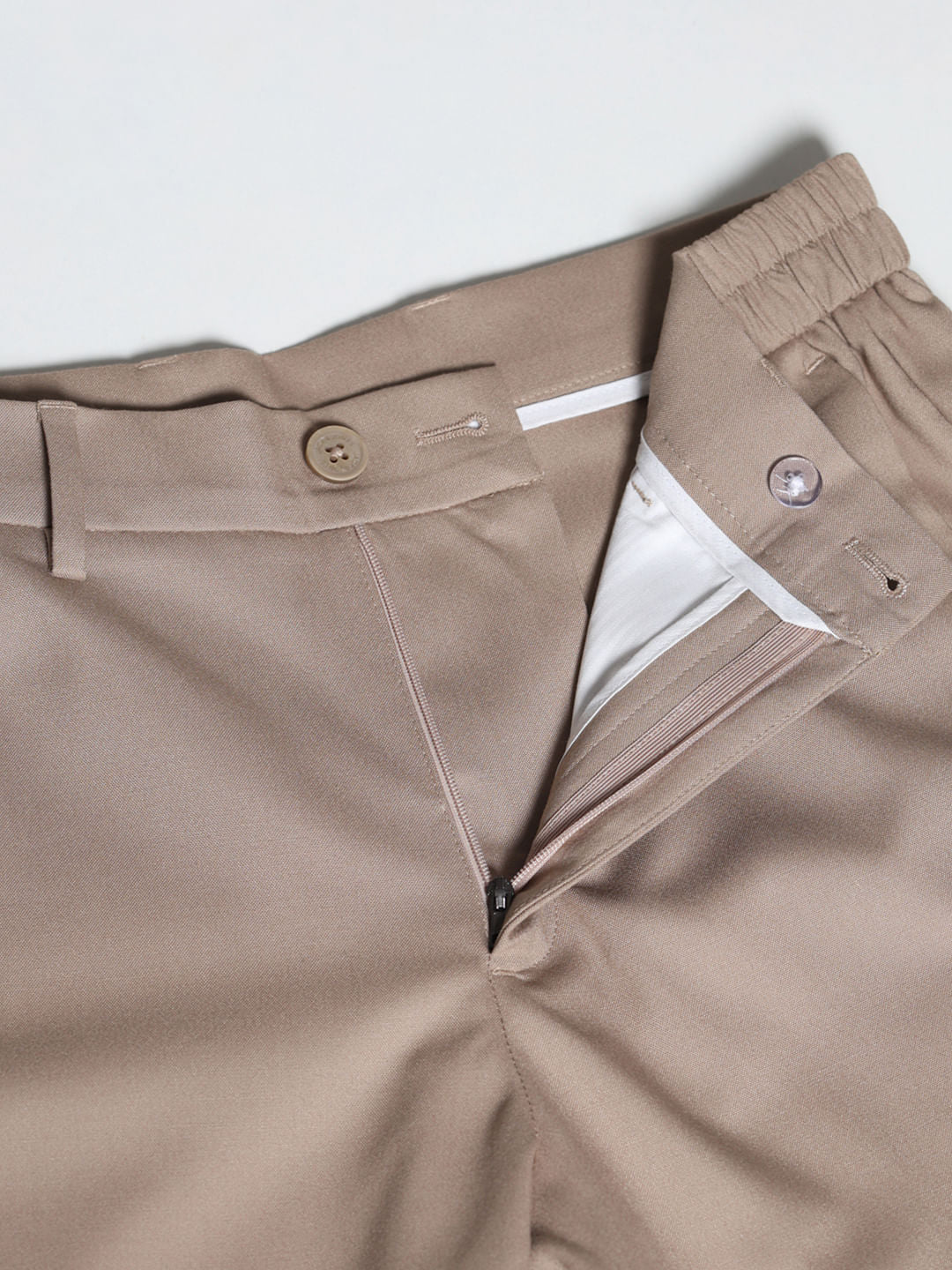 Beige Mid Rise Slim Fit Pants - Image 6