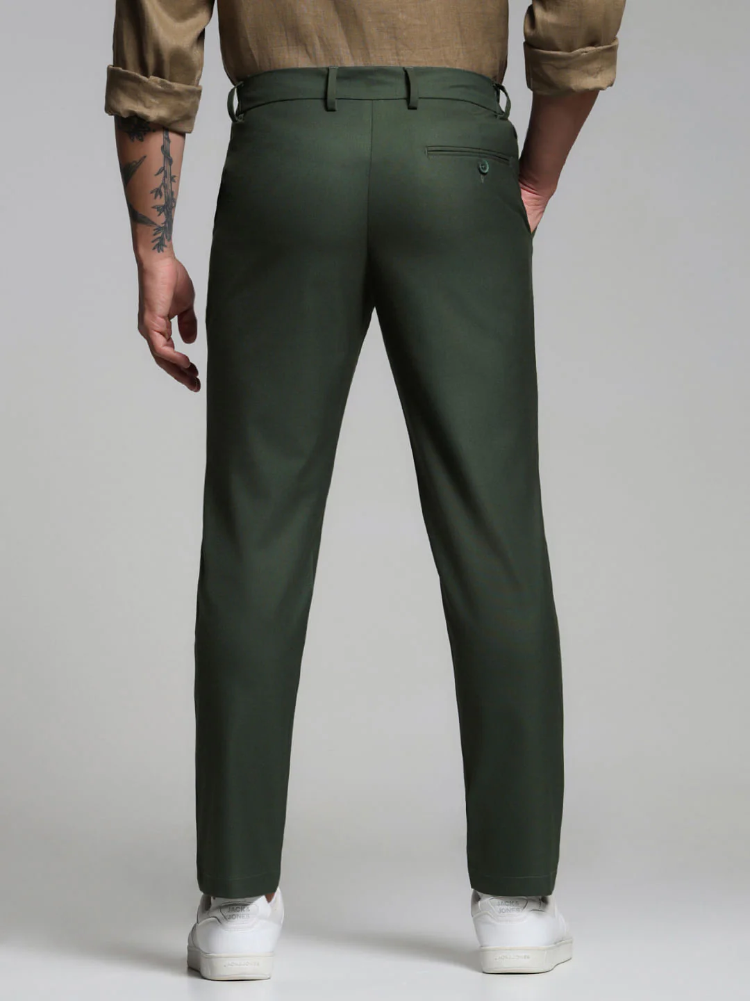 Dark Green Mid Rise Slim Fit Pants - Image 3