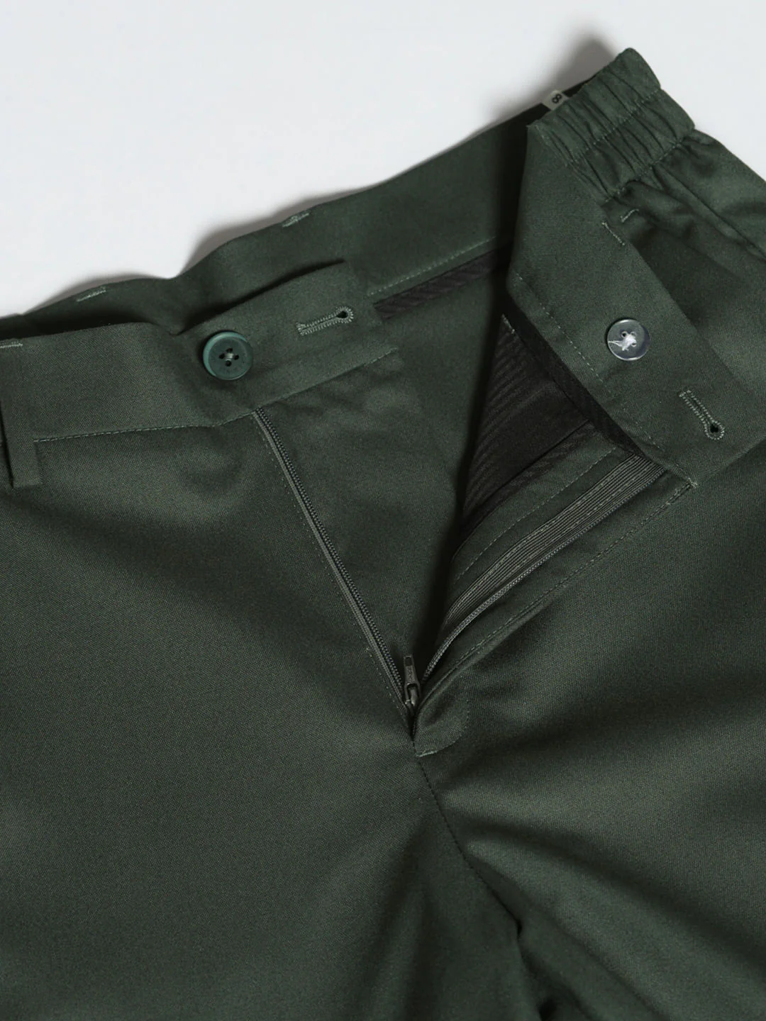 Dark Green Mid Rise Slim Fit Pants - Image 6