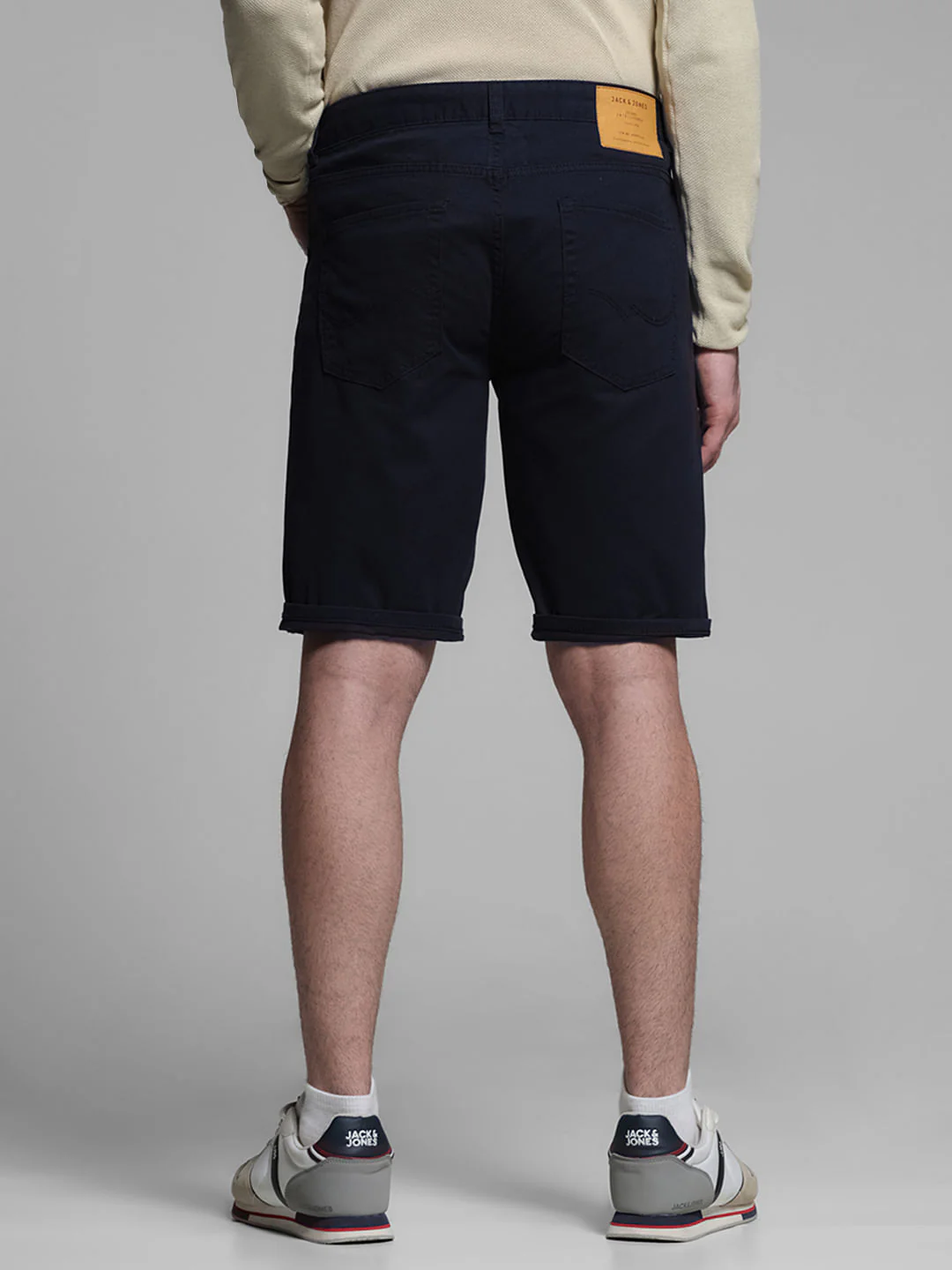 Navy Blue Mid Rise Cotton Shorts - Image 3