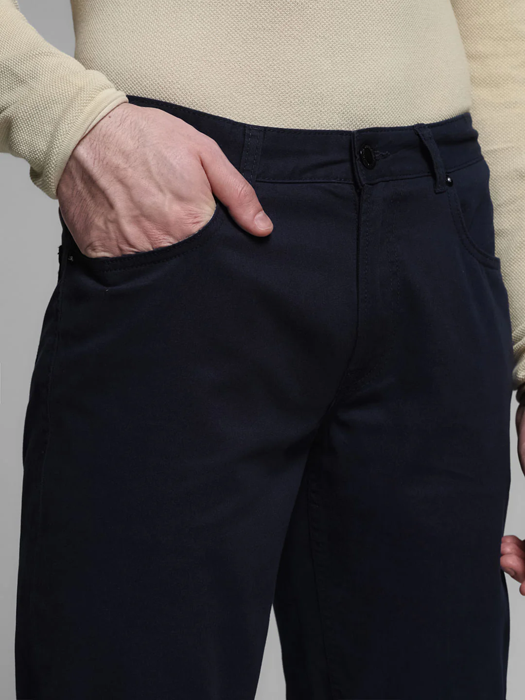 Navy Blue Mid Rise Cotton Shorts - Image 4