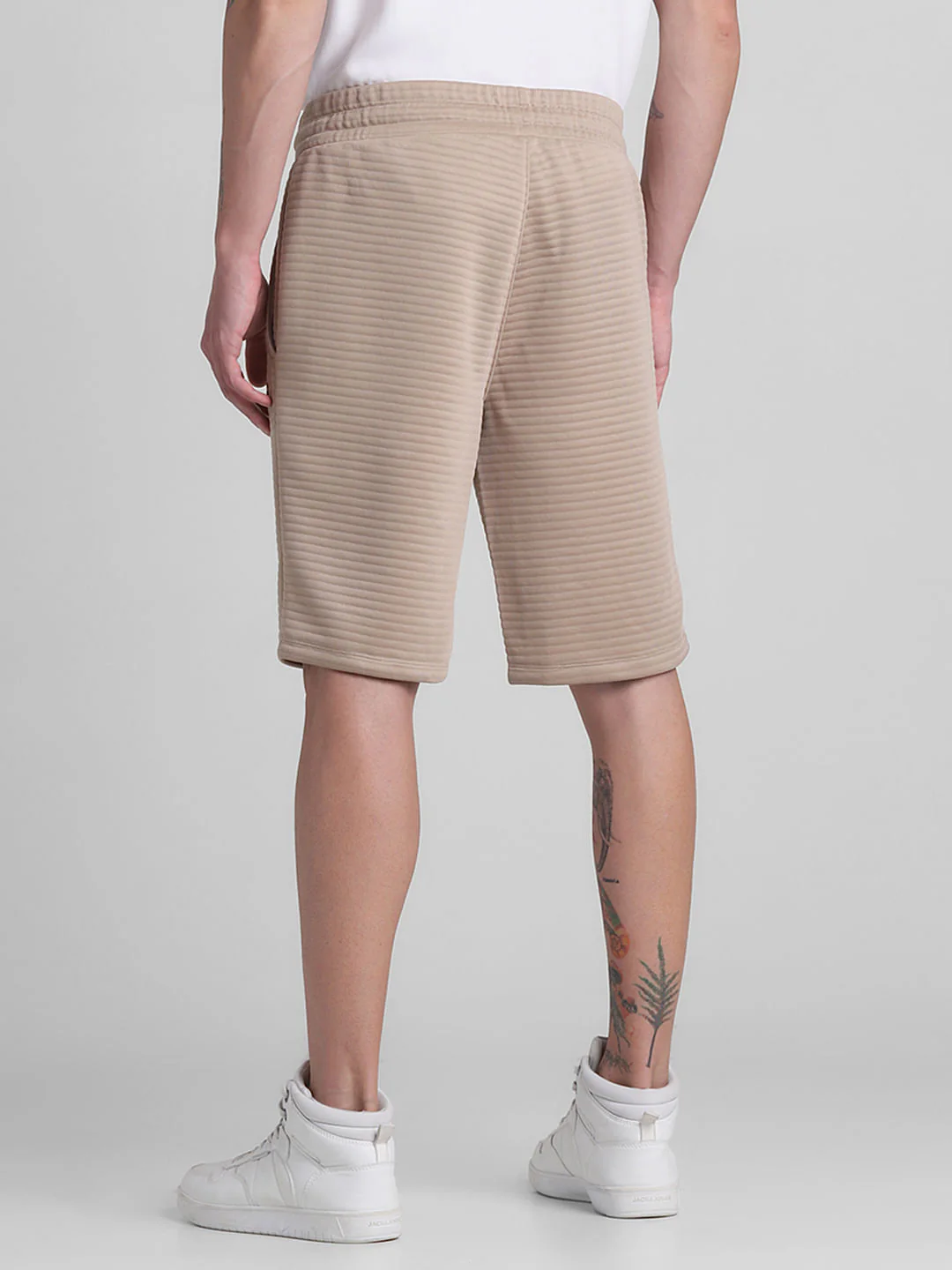 Brown mid Rise Striped Sweatshorts - Image 3