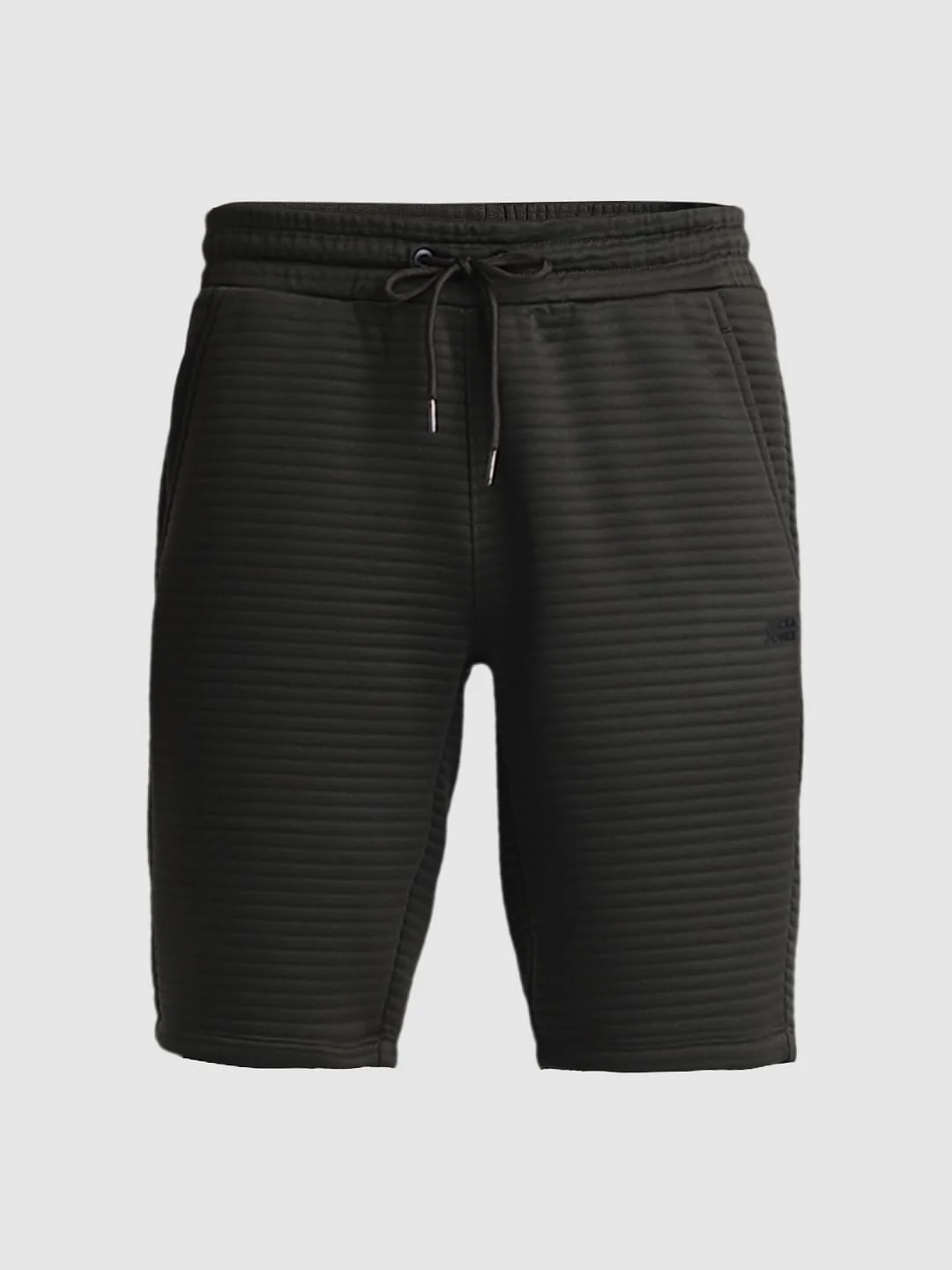 Dark Green Mid Rise Textured Shorts - Image 7