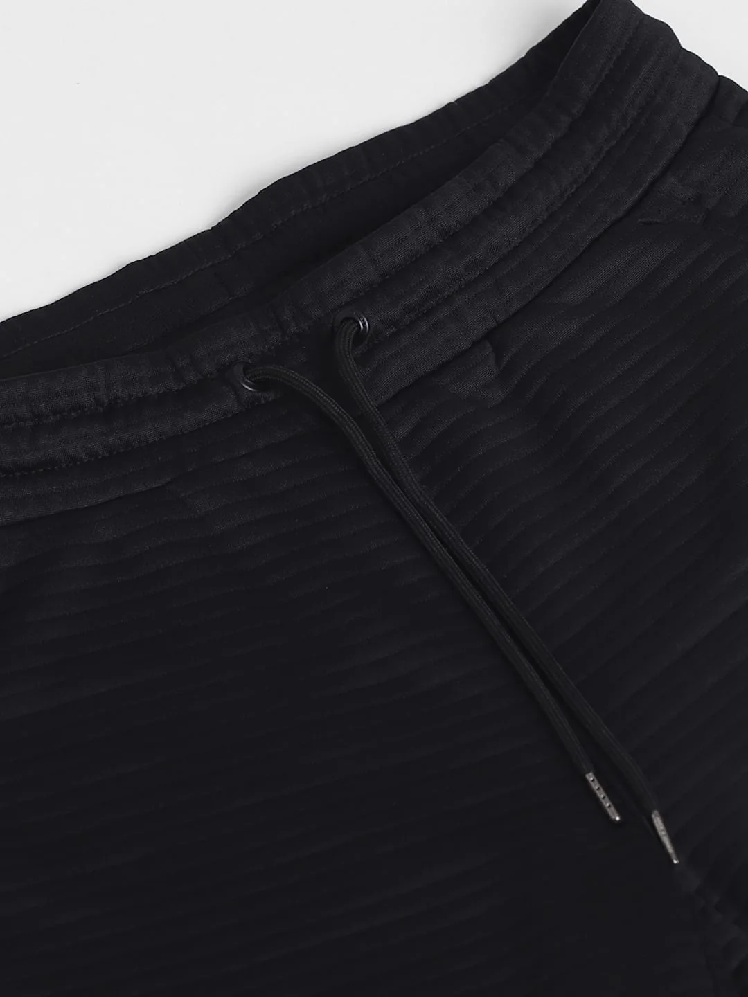 Black Mid Rise Textured Shorts - Image 5