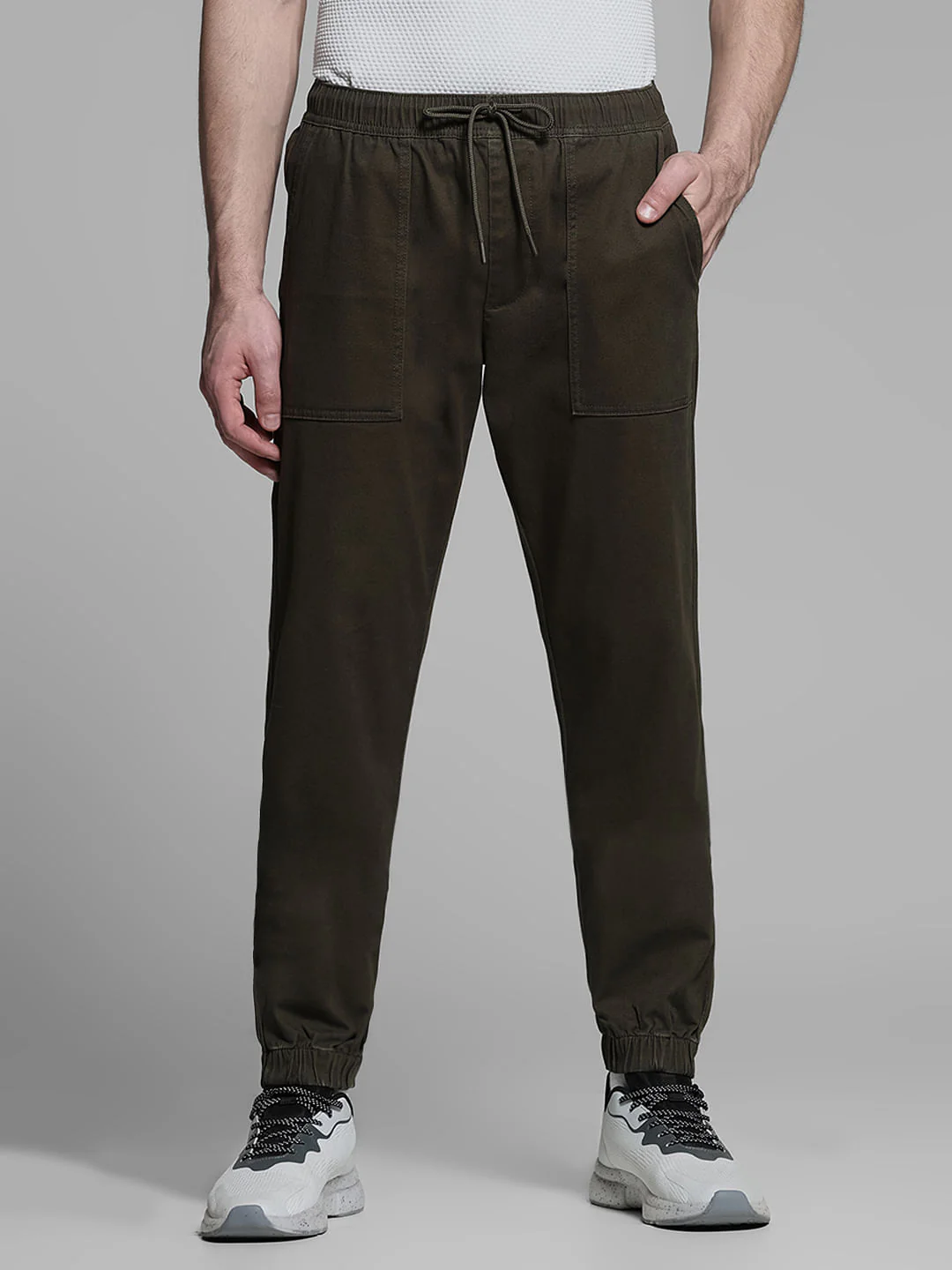 Green Mid Rise Cotton Jogger Pants