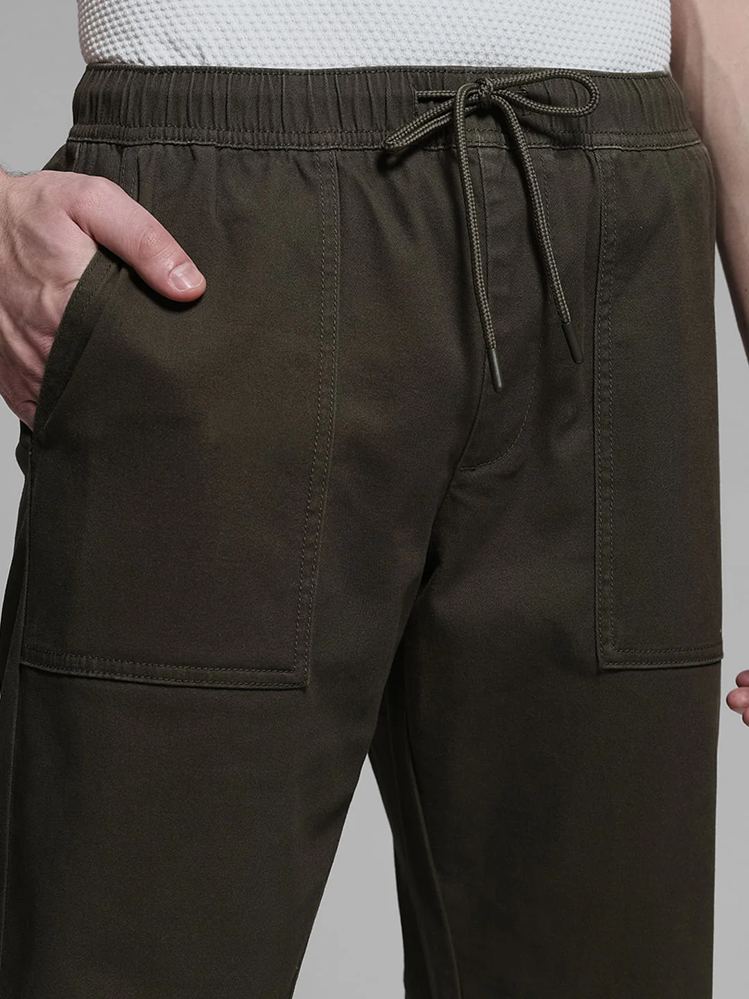 Green Mid Rise Cotton Jogger Pants - Image 4