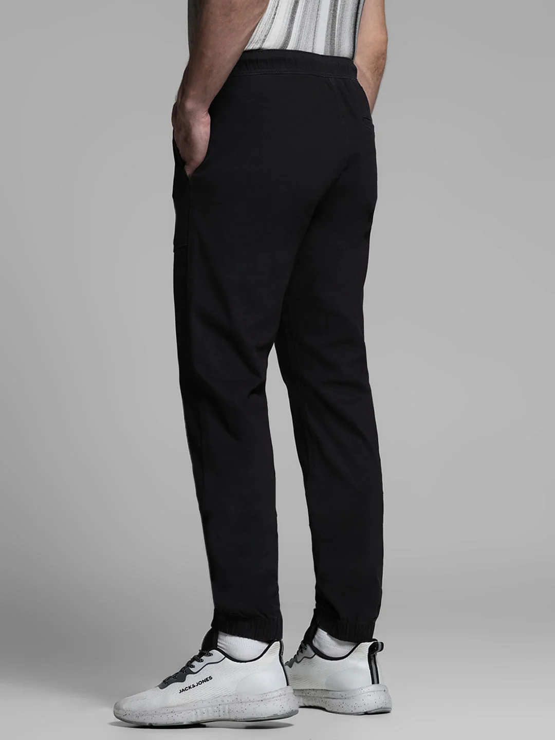 Black Mid Rise Cotton Jogger Pants - Image 3