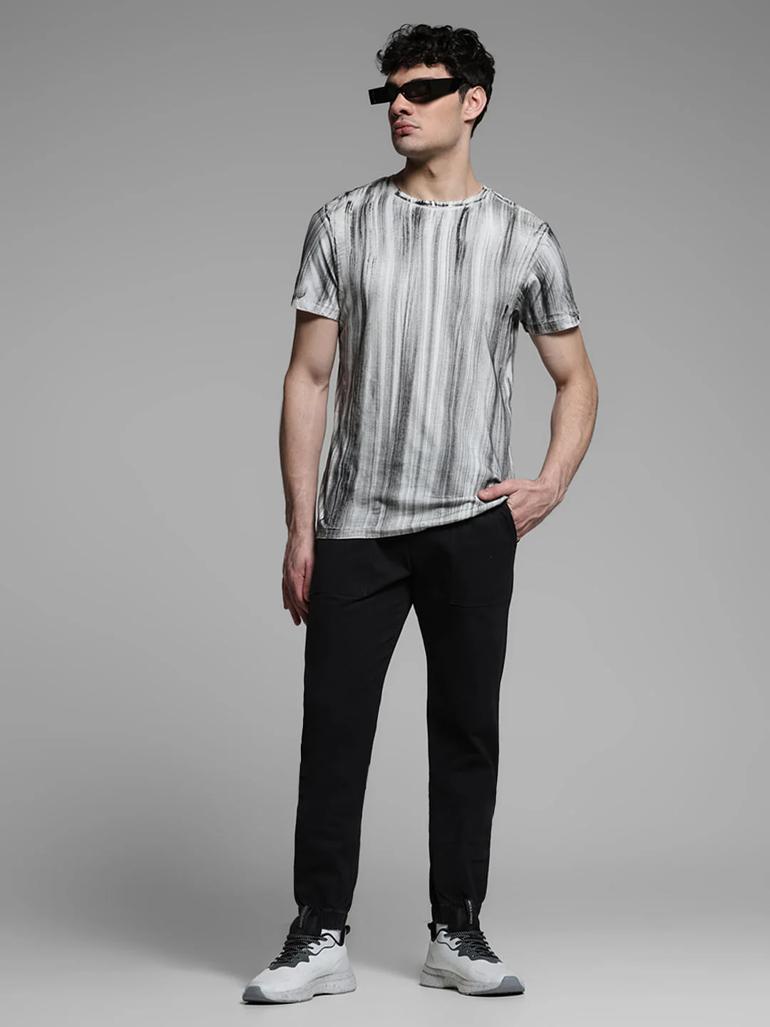 Black Mid Rise Cotton Jogger Pants - Image 6