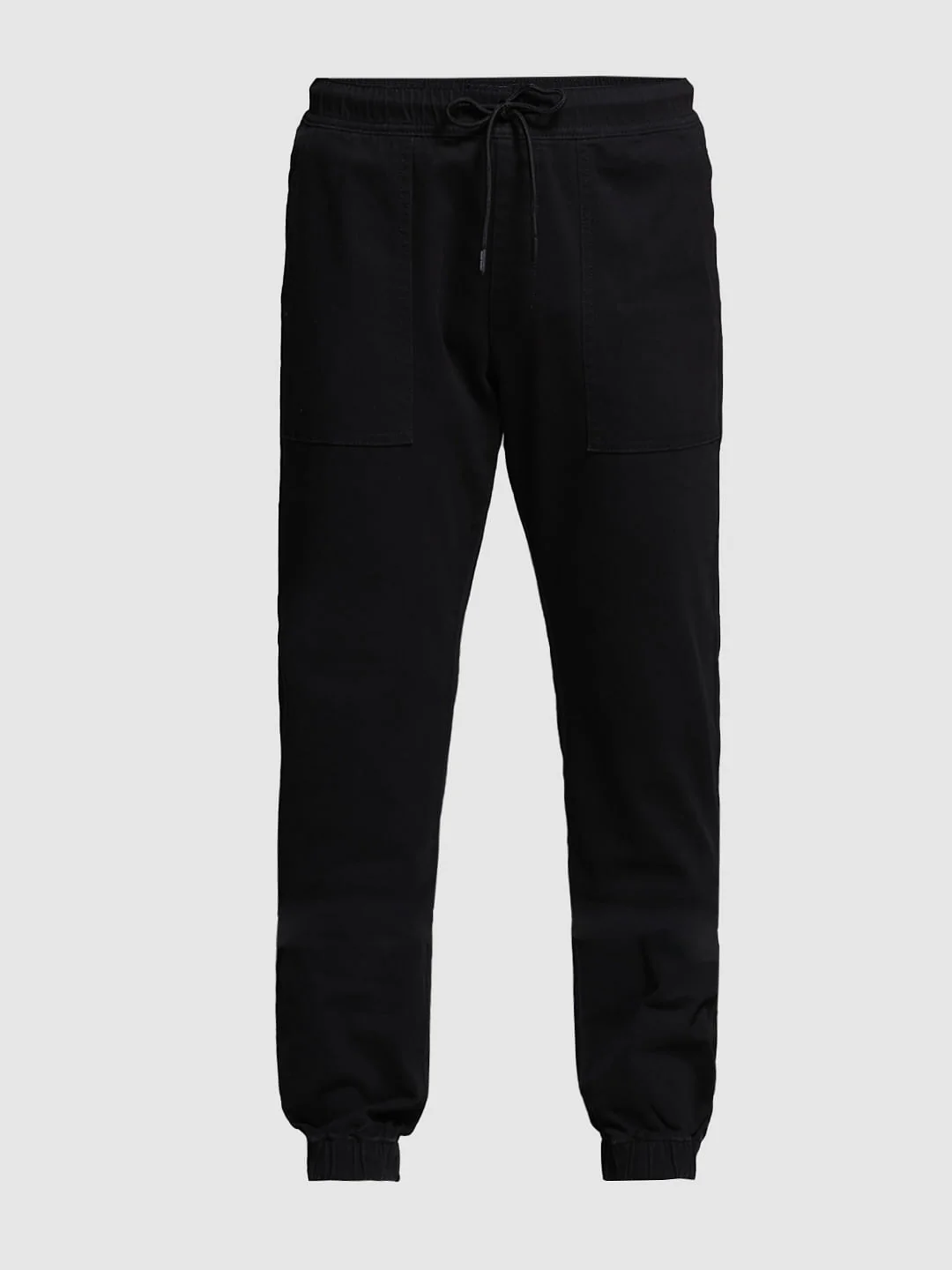 Black Mid Rise Cotton Jogger Pants - Image 7