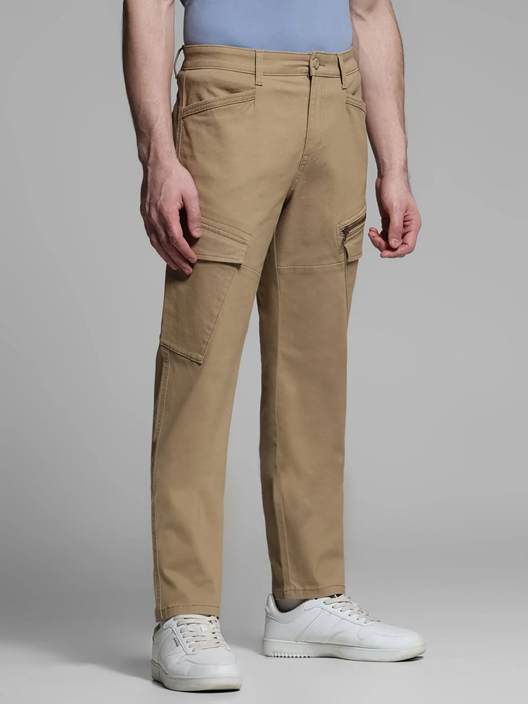 Brown Mid Rise Cargo Trousers - Image 2