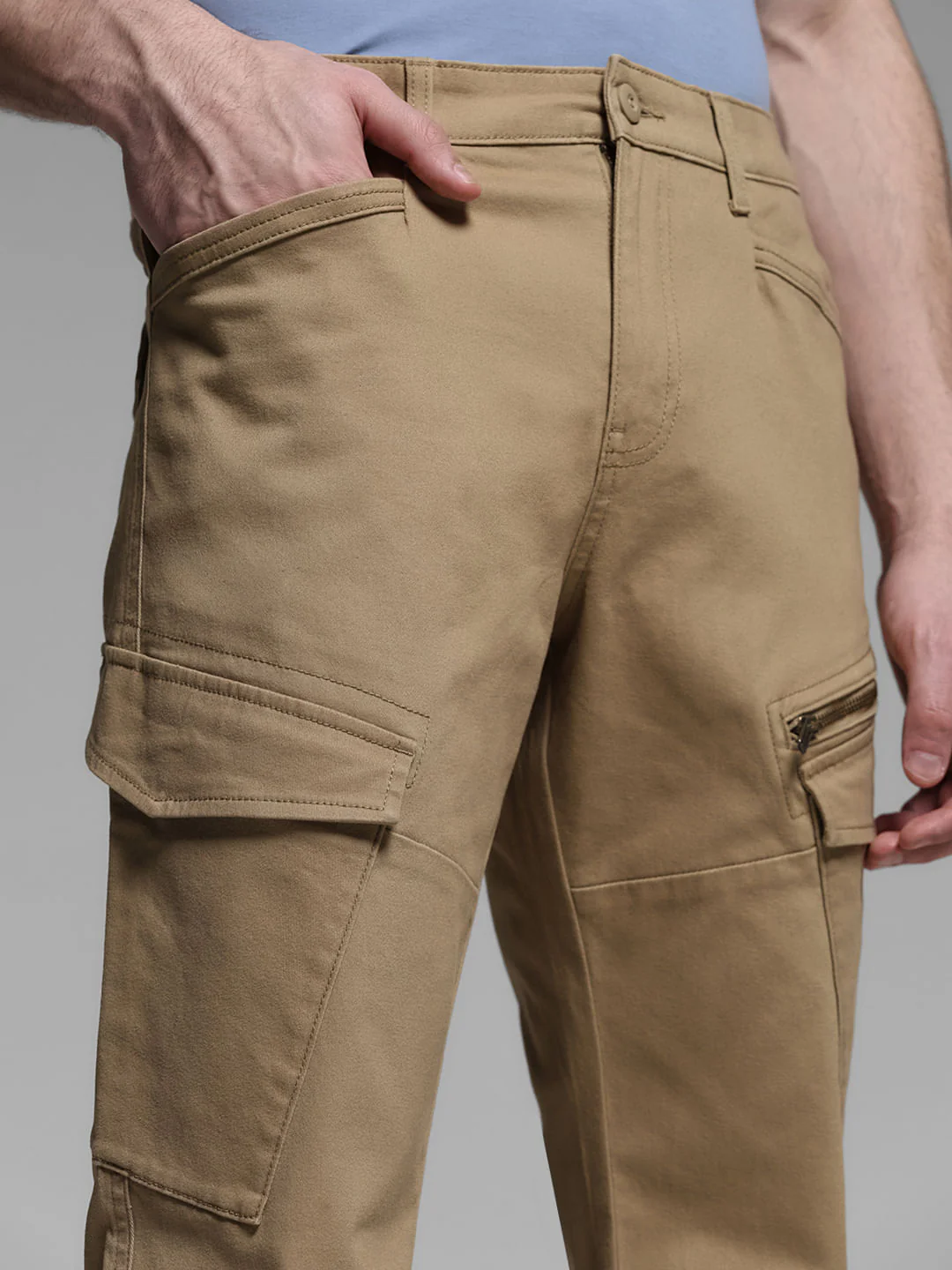Brown Mid Rise Cargo Trousers - Image 4