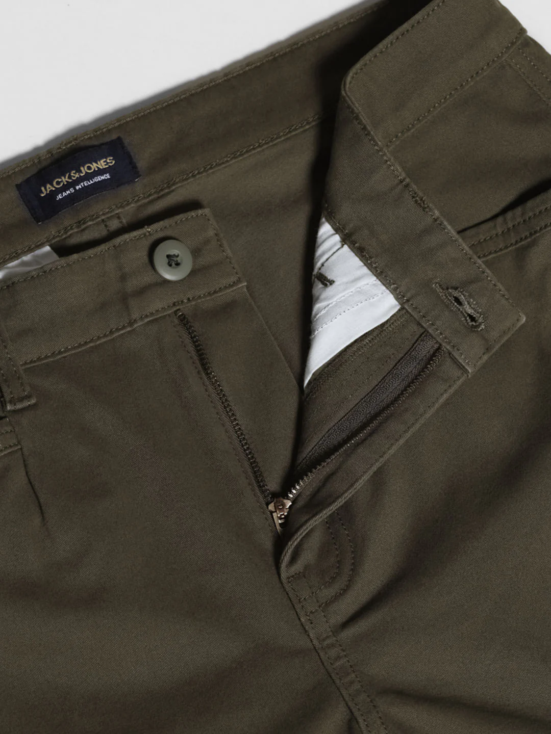 Olive Green Mid Rise Cargo Trousers - Image 5