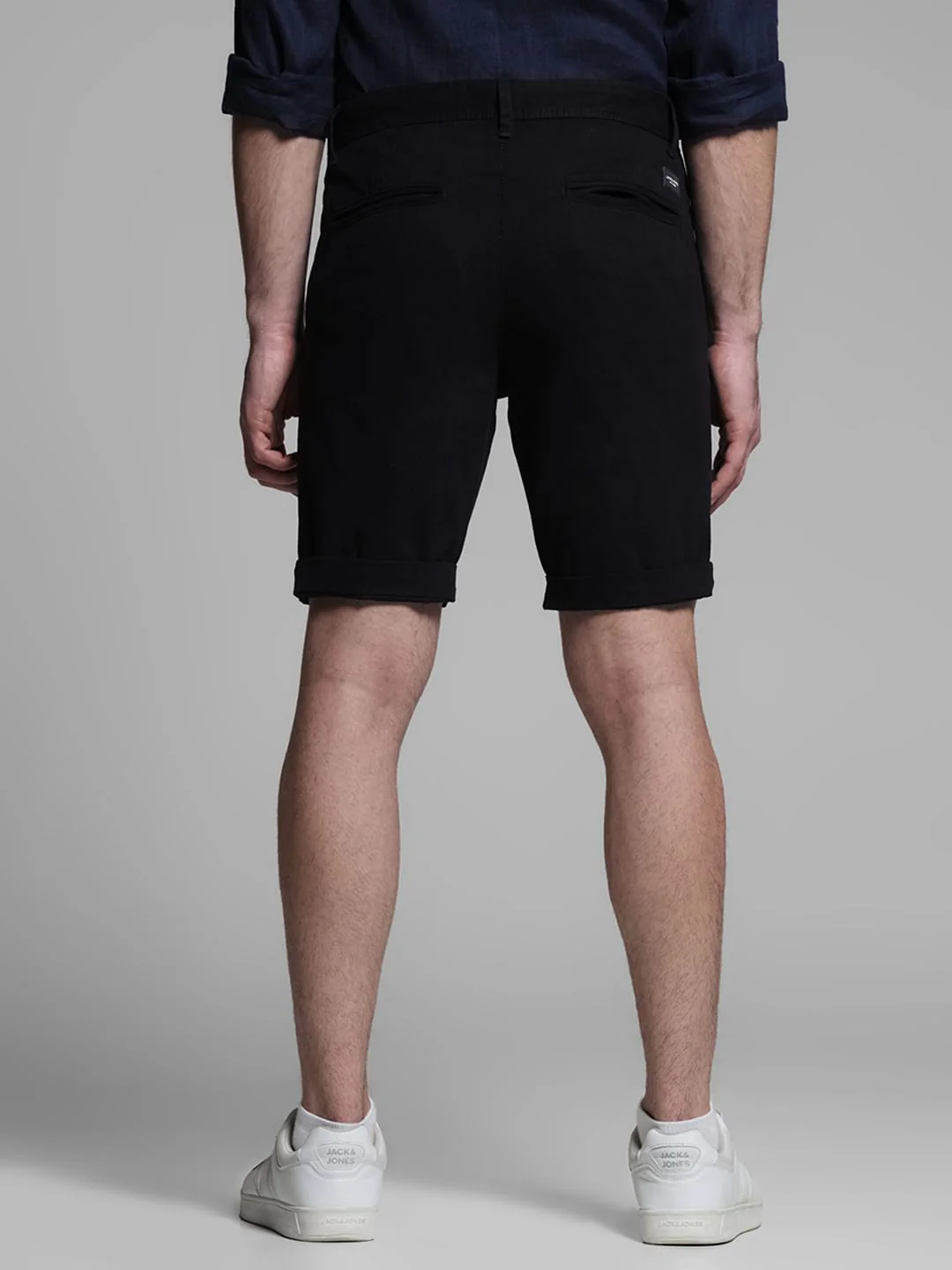 Black Mid Rise Cotton Shorts - Image 3