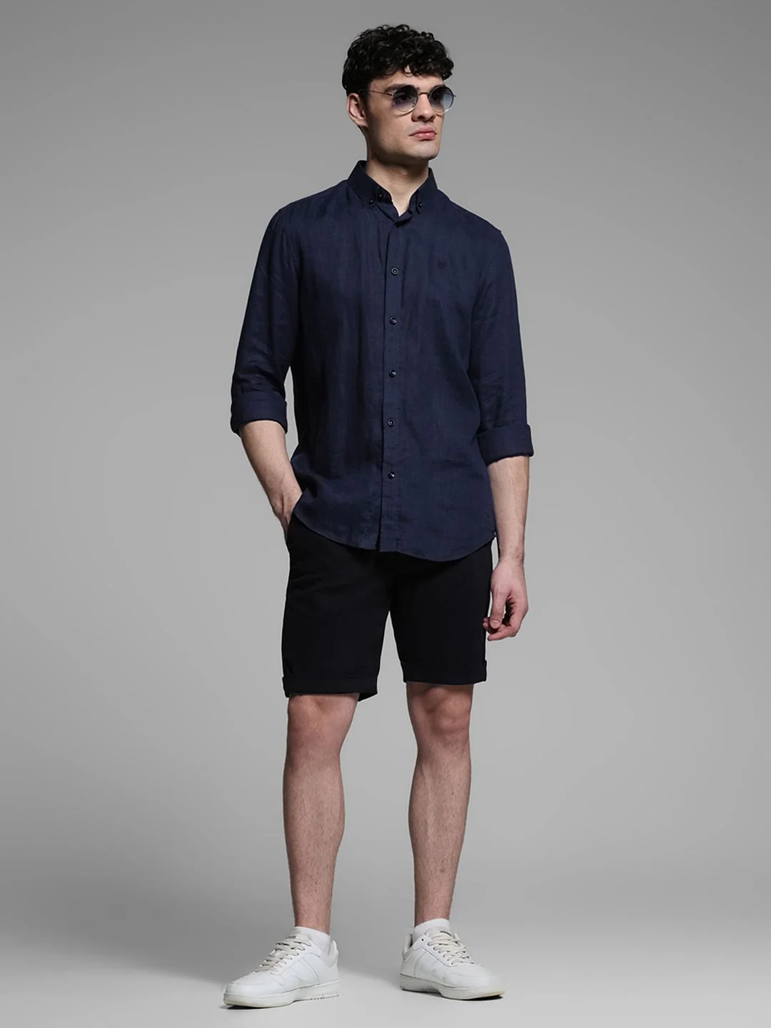 Black Mid Rise Cotton Shorts - Image 6