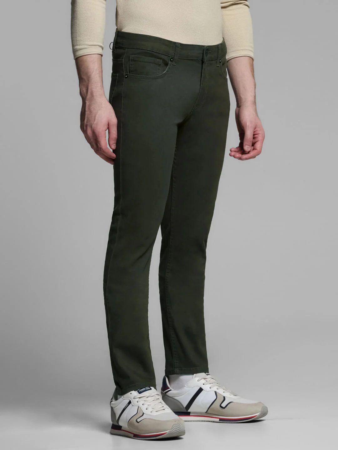 Green Mid Rise Slim Fit Pants - Image 2