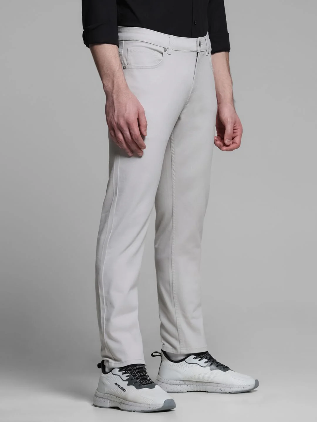 Light Grey Mid Rise Slim Fit Pants - Image 2