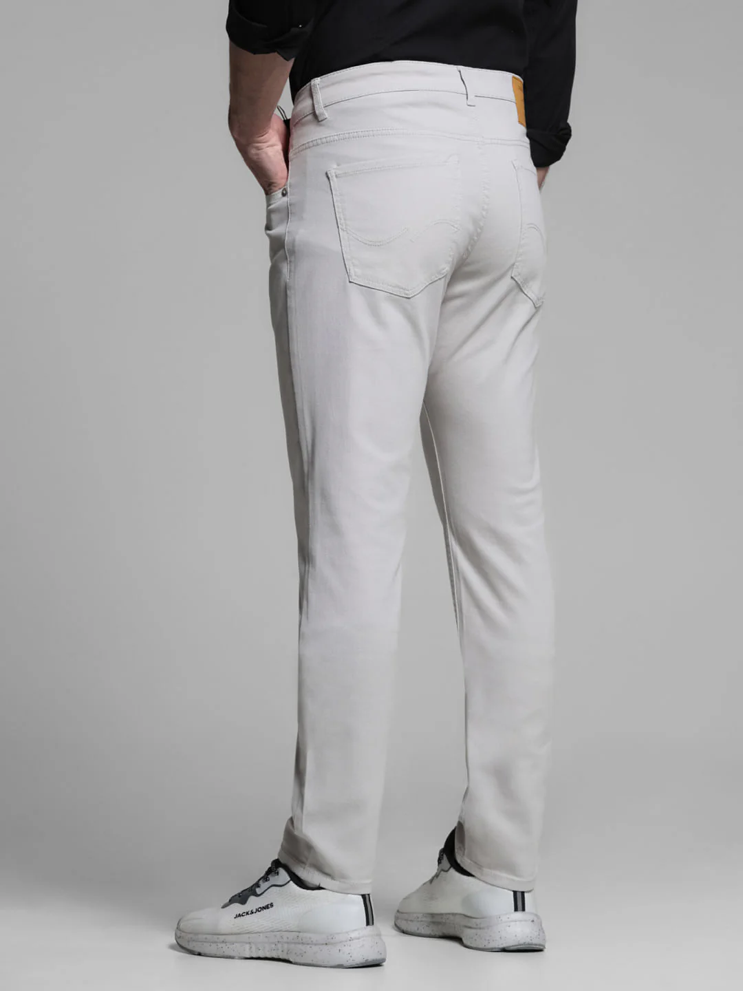 Light Grey Mid Rise Slim Fit Pants - Image 3