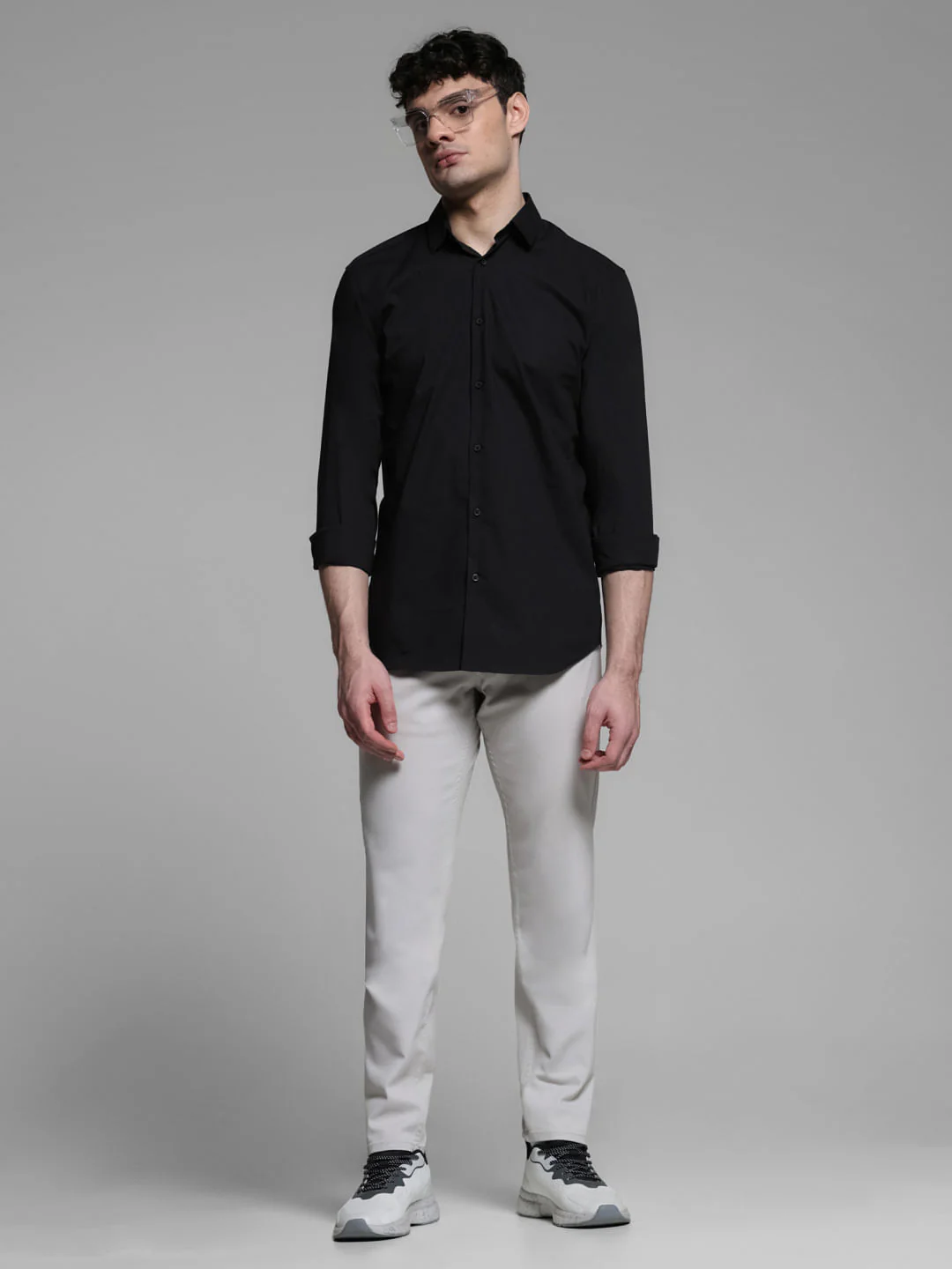 Light Grey Mid Rise Slim Fit Pants - Image 6