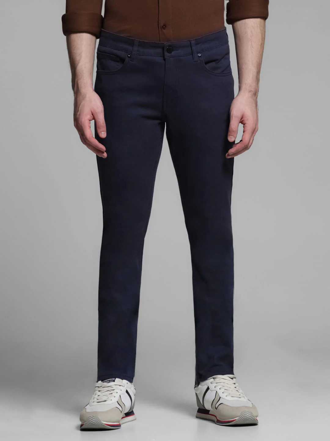 Dark Blue Mid Rise Slim Fit Pants