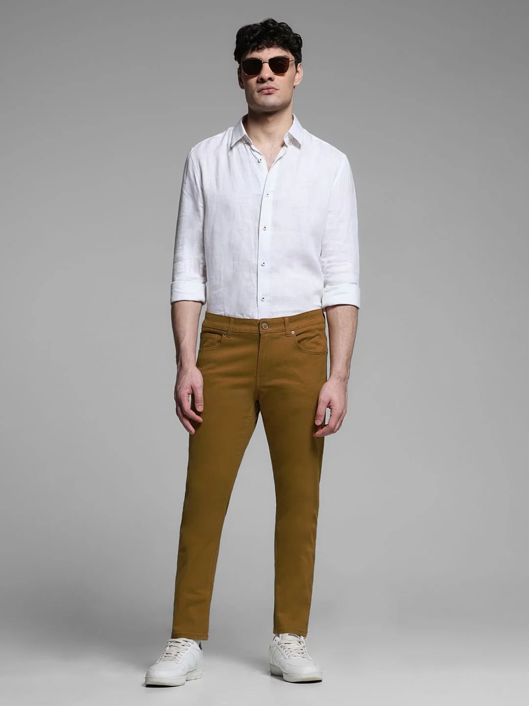 Golden Brown Mid Rise Slim Fit Pants - Image 6