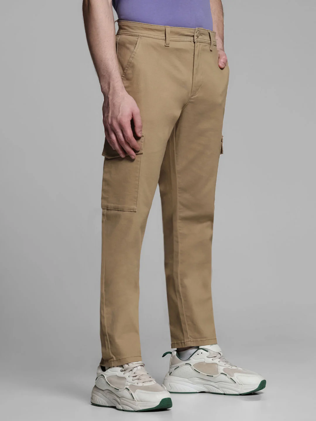 Brown Mid Rise Cargo Trousers - Image 2