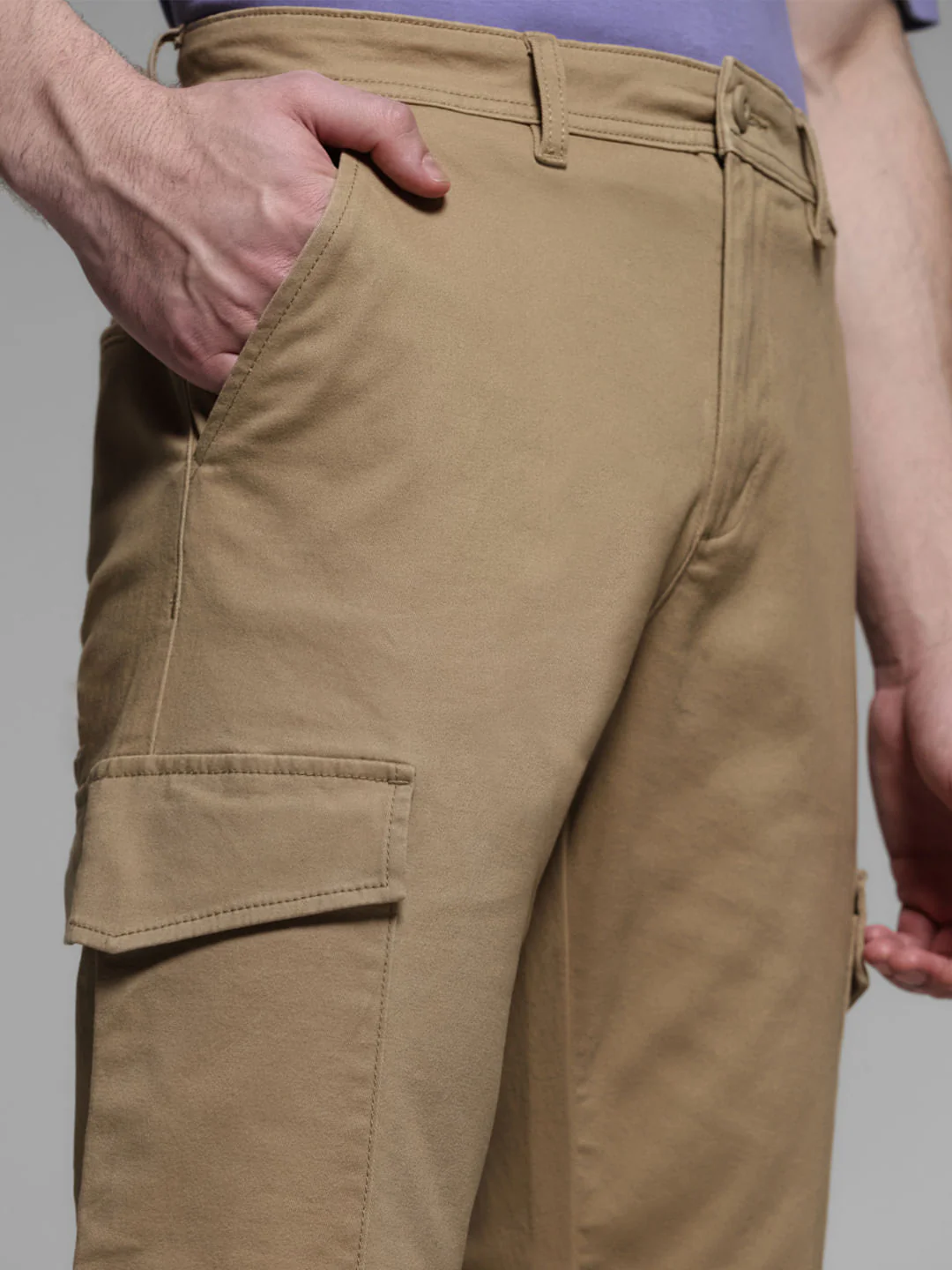 Brown Mid Rise Cargo Trousers - Image 4