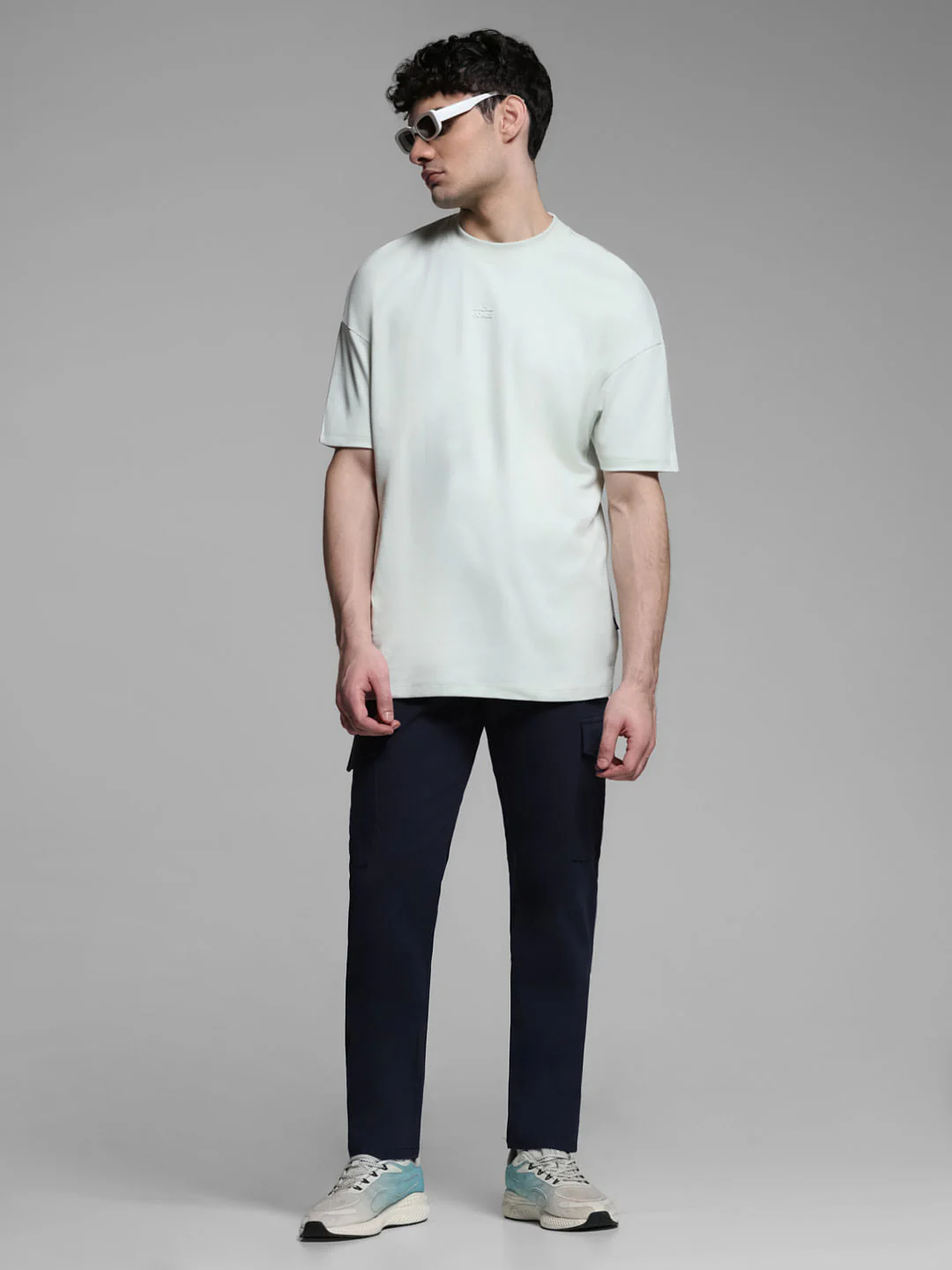 Navy Blue Mid Rise Cargo Trousers - Image 6