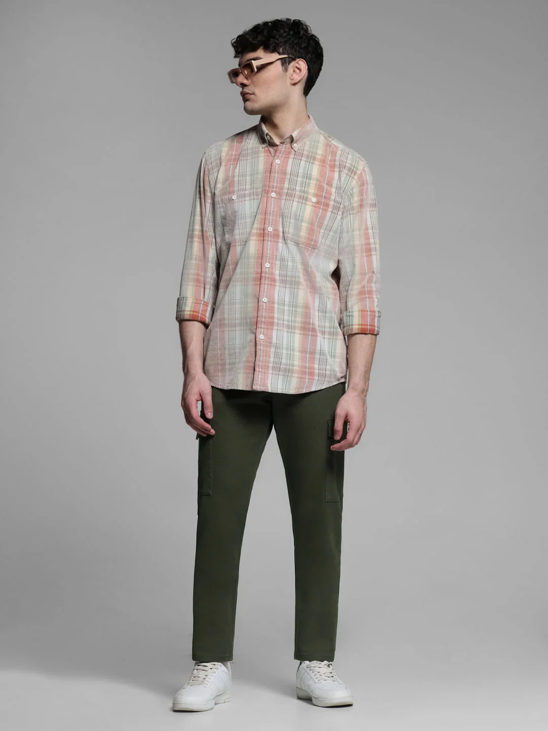 Dark Green Mid Rise Cargo Trousers - Image 6