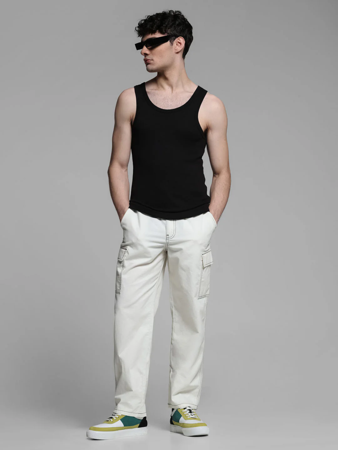 Off-White Contrast Stitch Cargo Trousers - Image 6