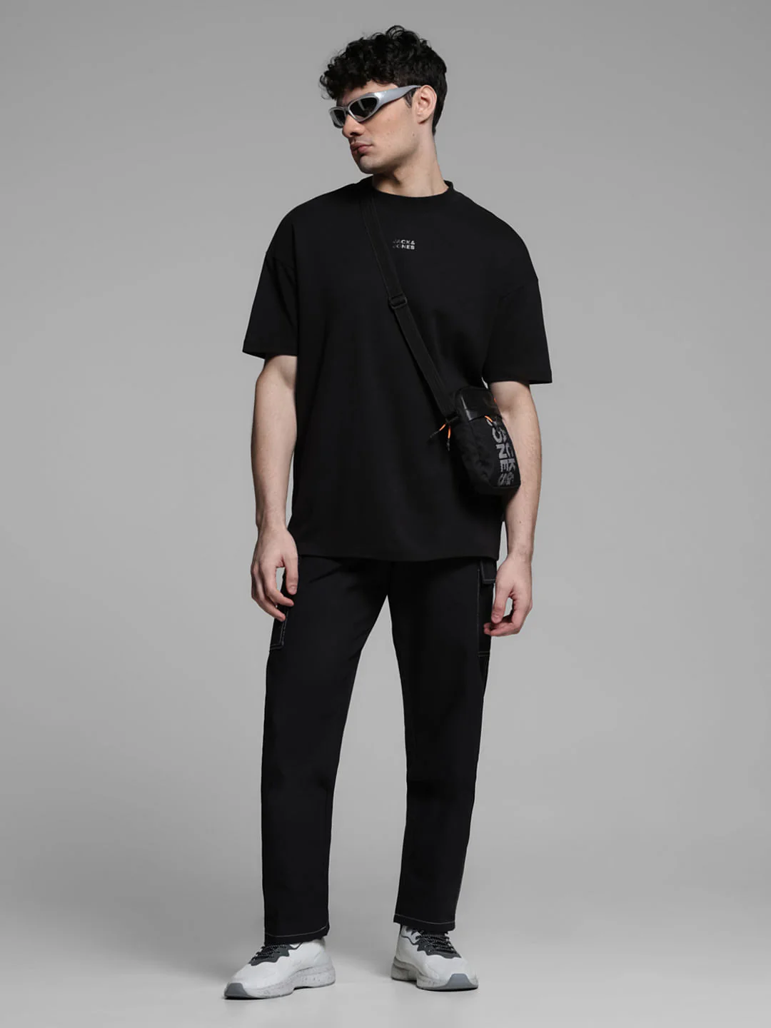 Black Contrast Stitch Cargo Trousers - Image 6