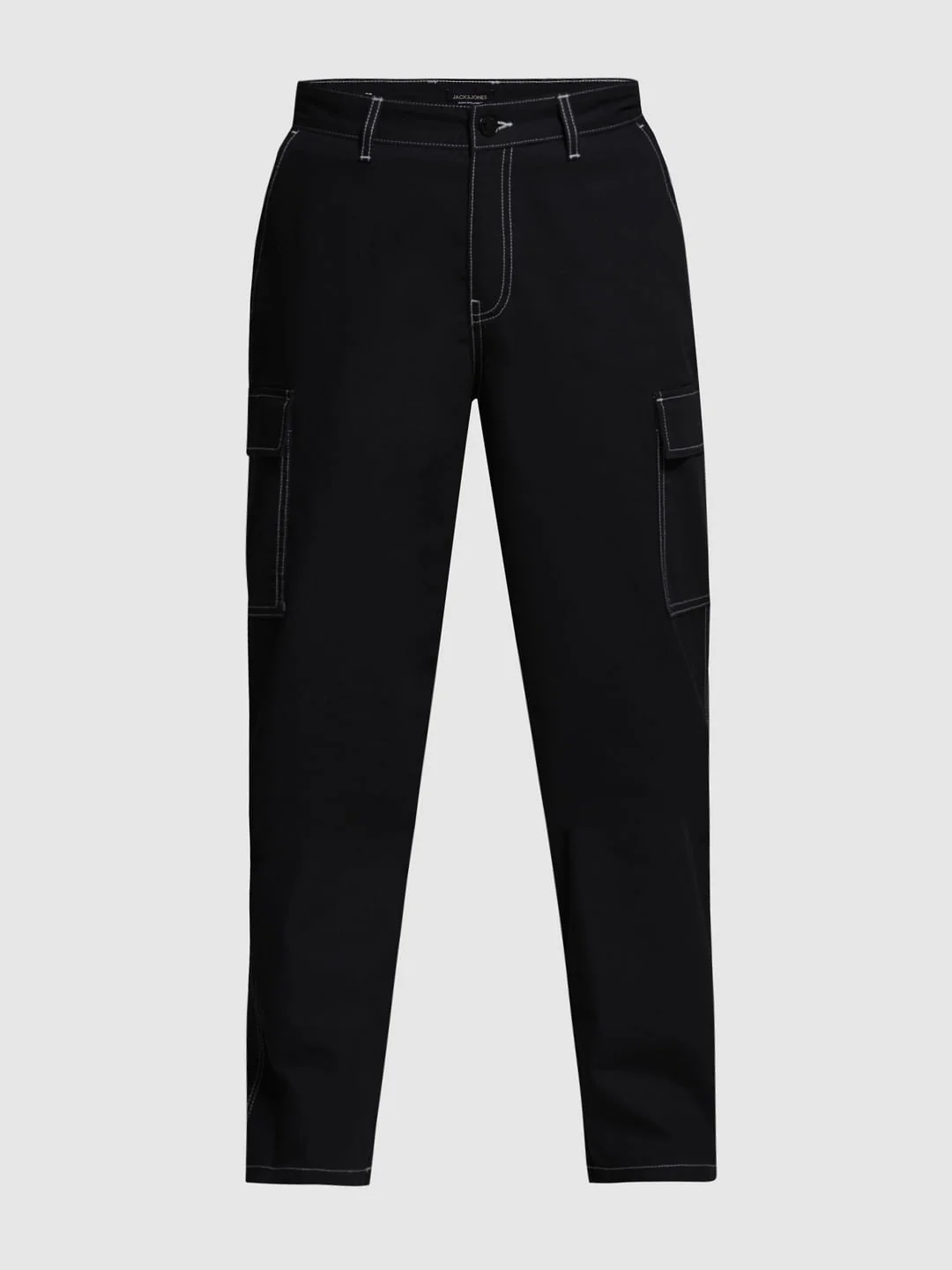 Black Contrast Stitch Cargo Trousers - Image 7