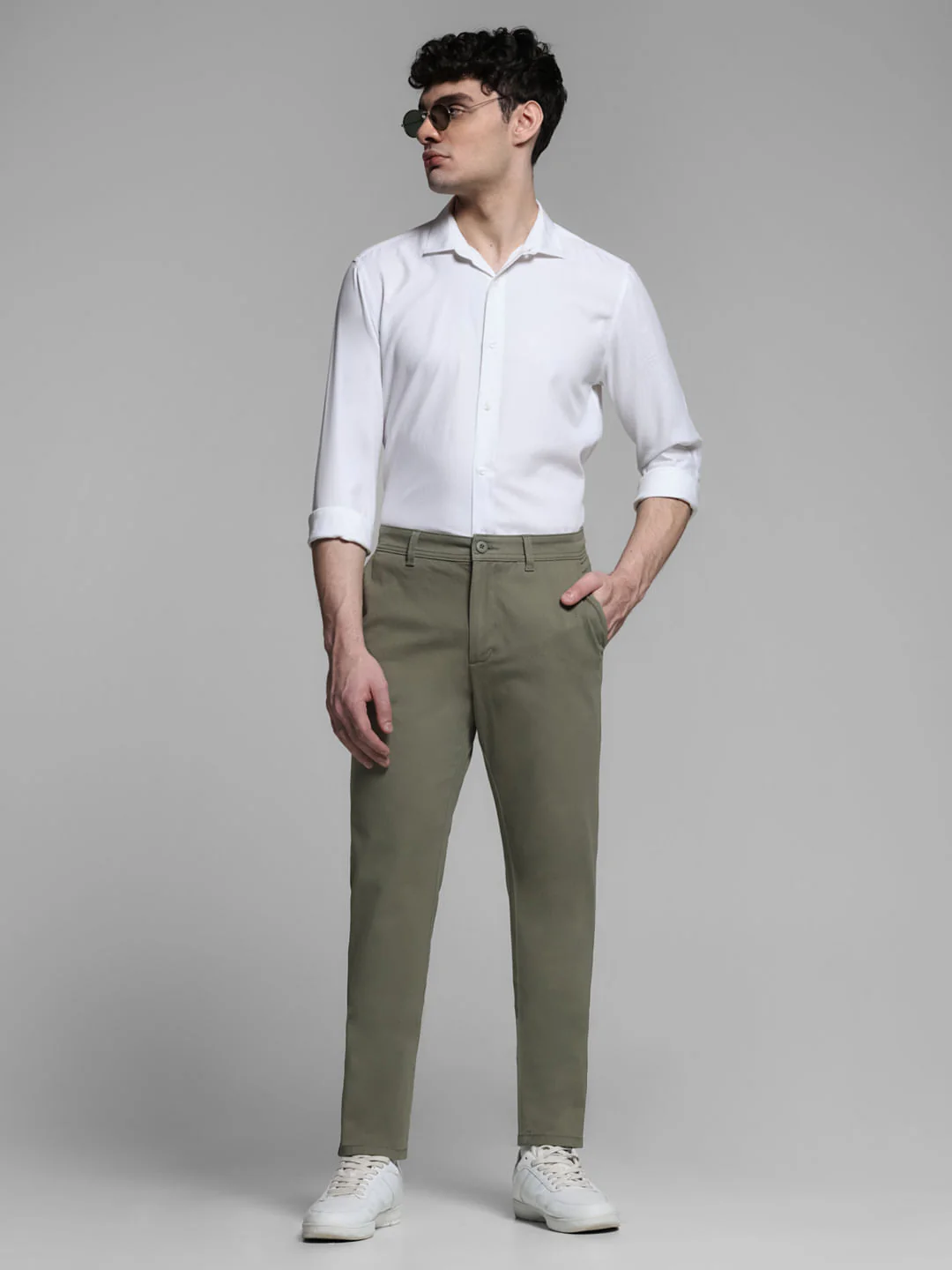 Green Mid Rise Slim Fit Pants - Image 6