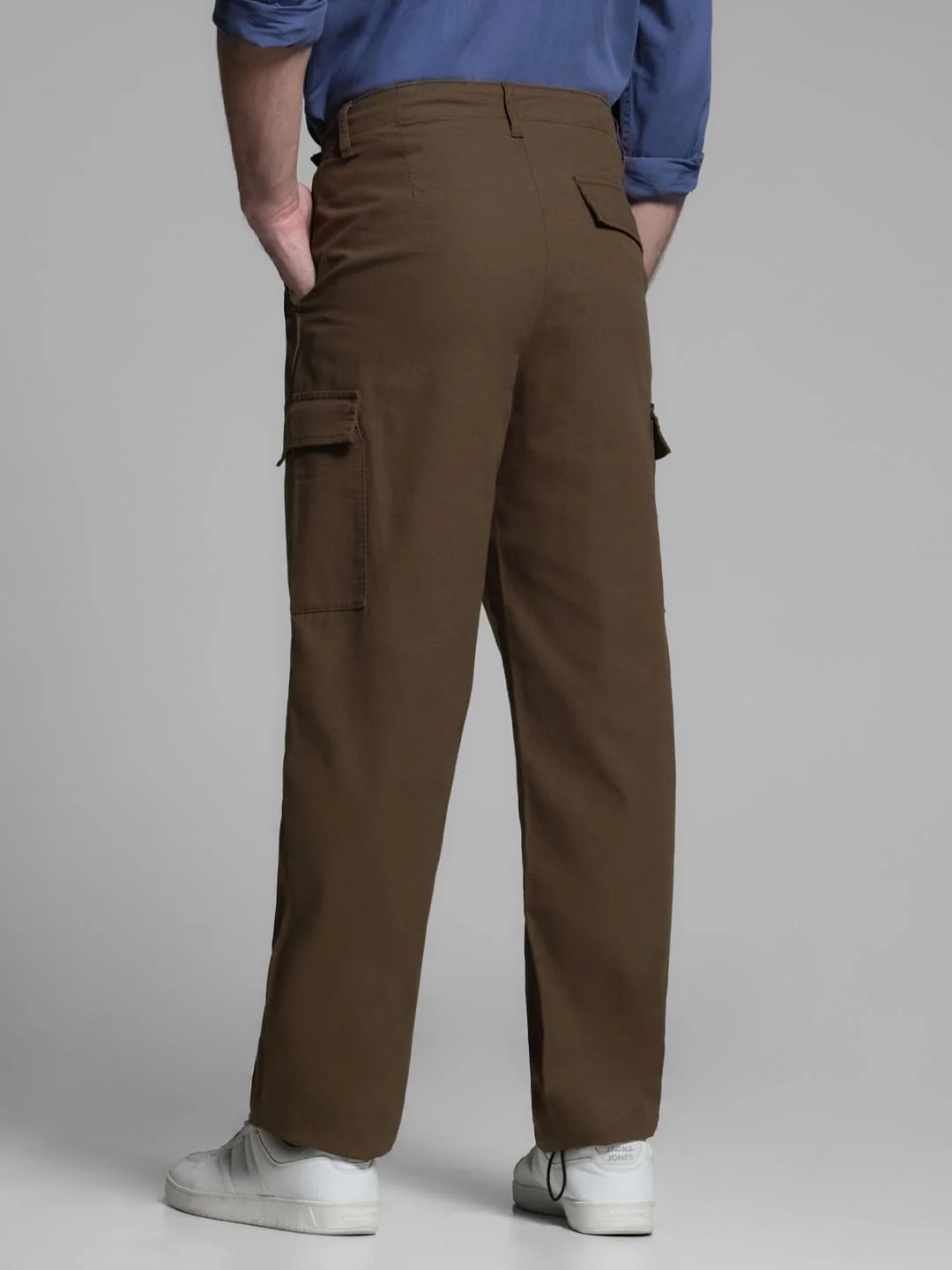 Dark Brown Mid Rise Cargo Trousers - Image 3