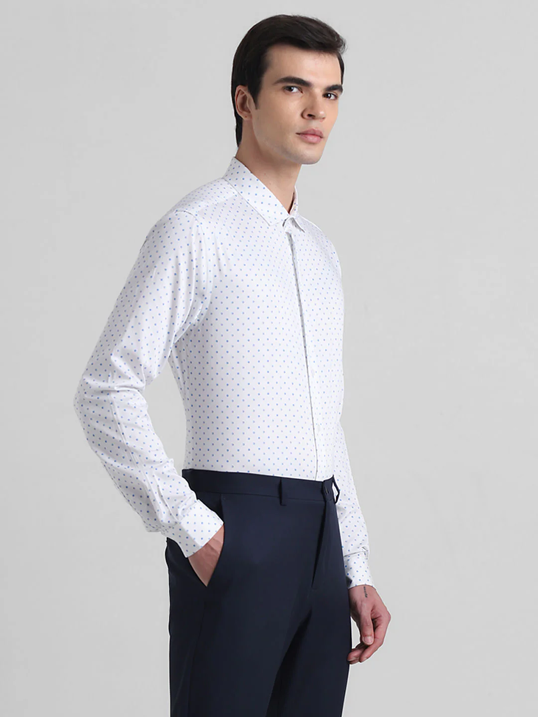 White Polka Dot Full Sleeves Shirt - Image 3