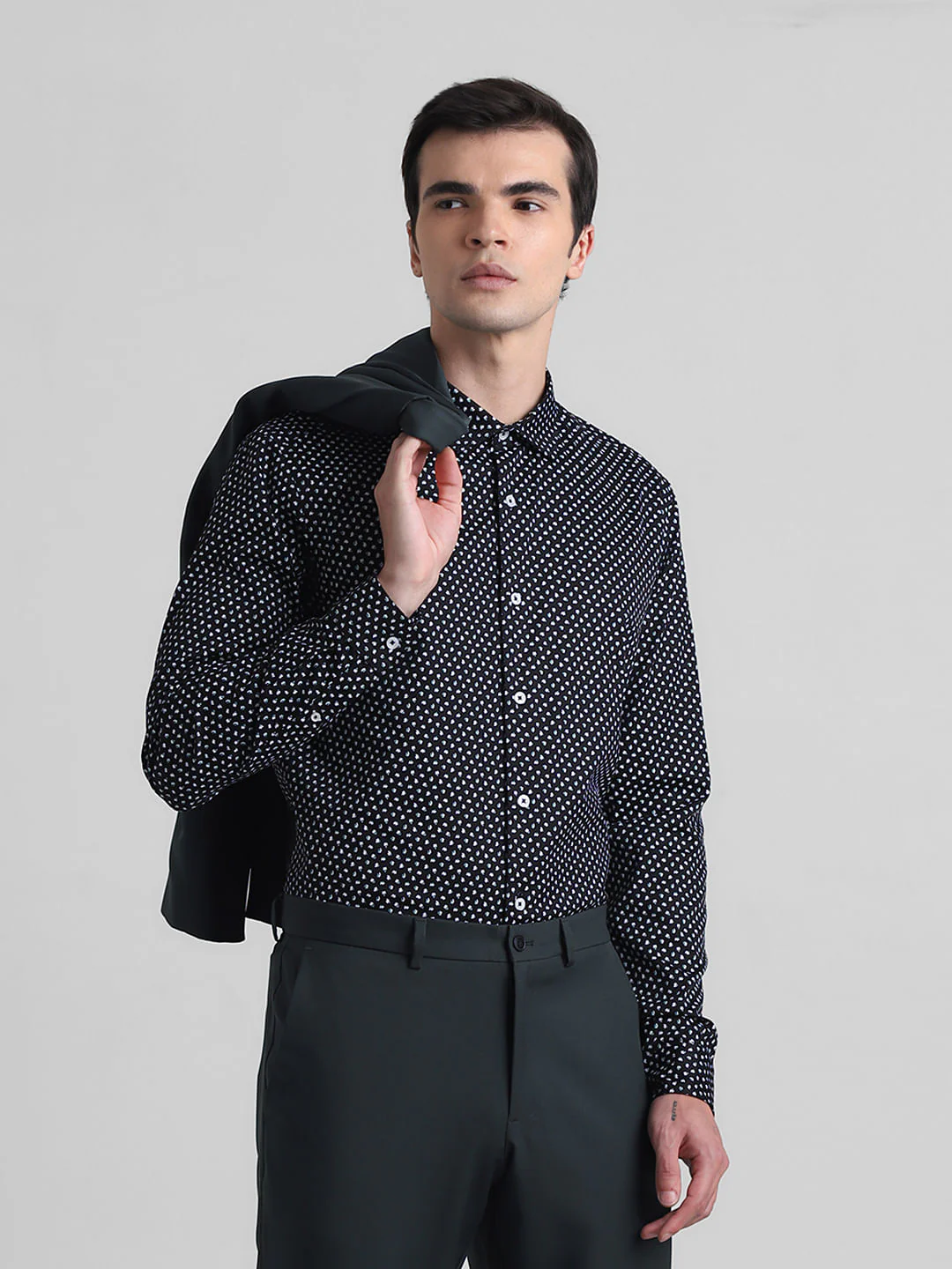Black Printed Full Sleeves Shirt