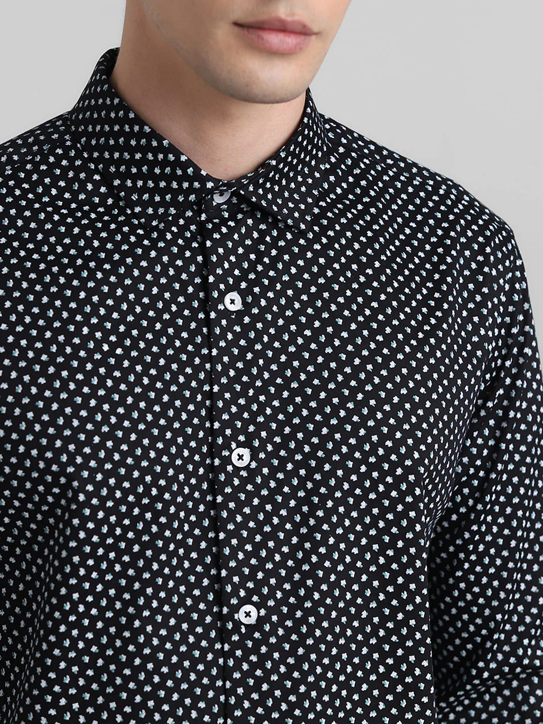 Black Printed Full Sleeves Shirt - Image 5