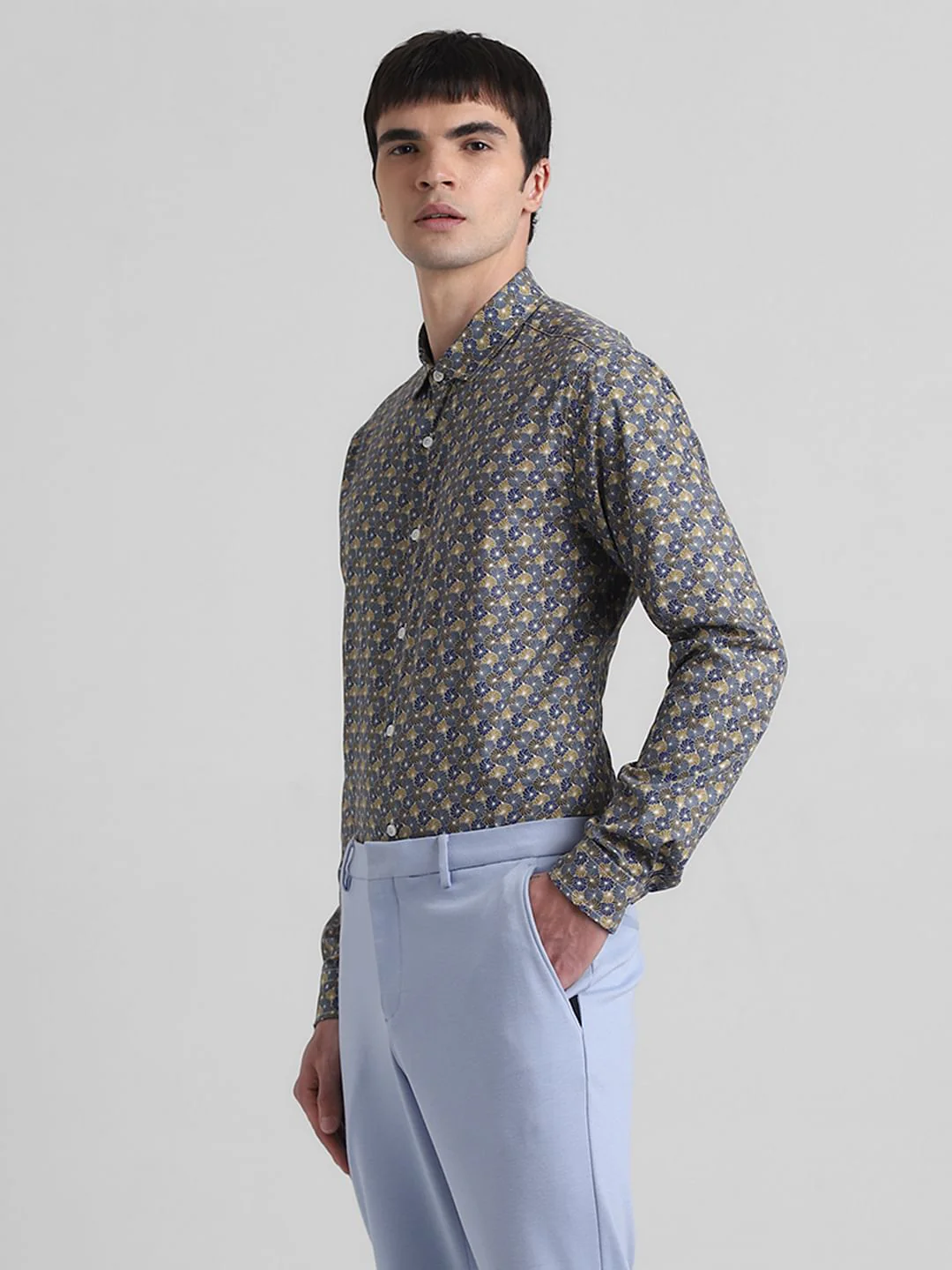 Brown Abstract Print Cotton Shirt - Image 3
