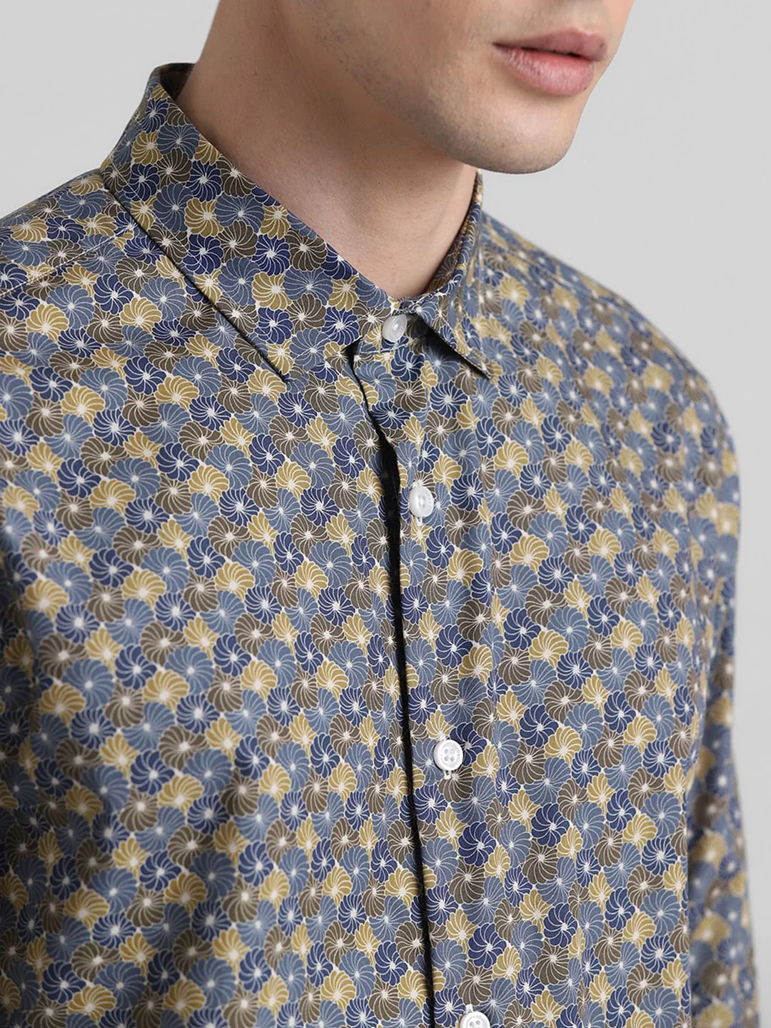 Brown Abstract Print Cotton Shirt - Image 5