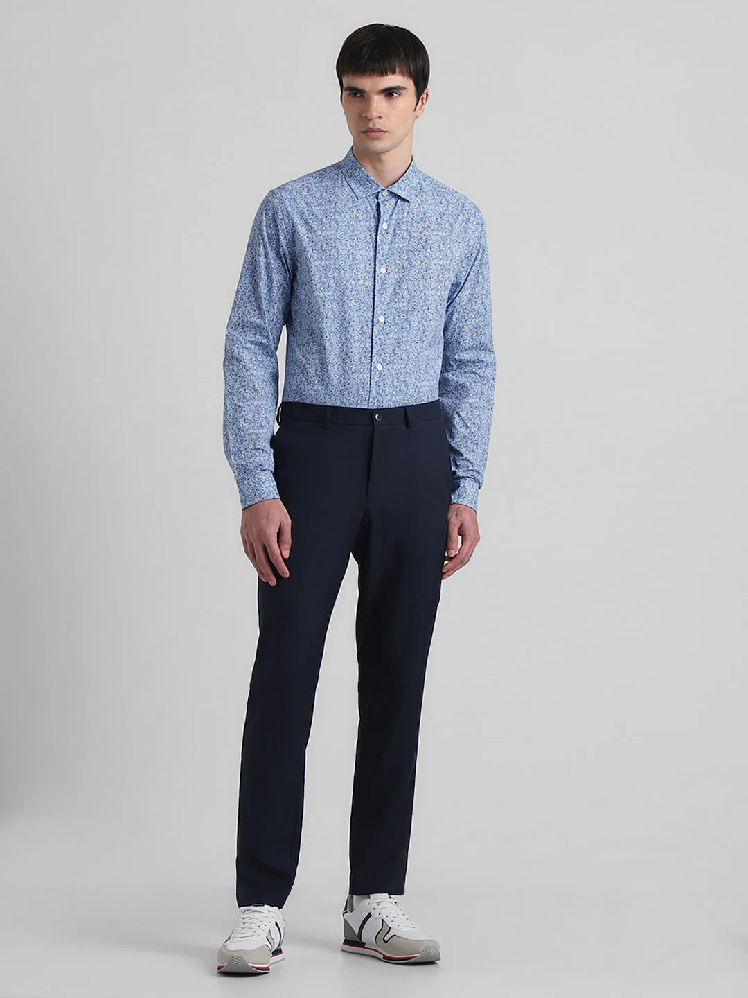 Blue Floral Print Full Sleeves Shirt - Image 6