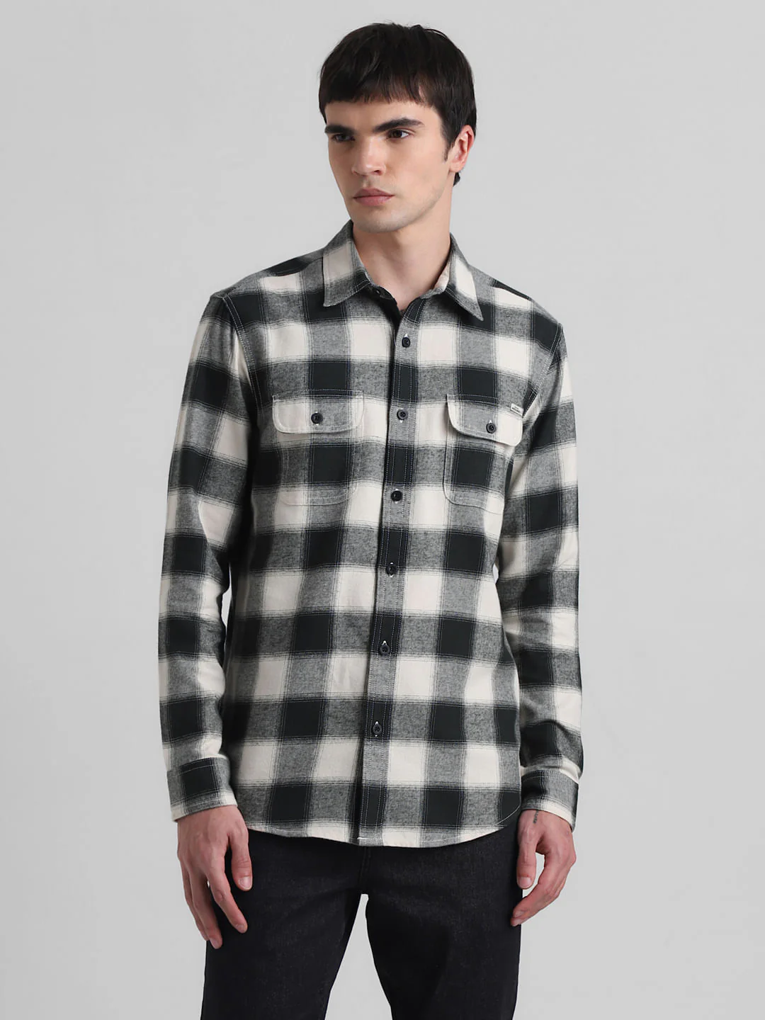 Black Check Print Shirt - Image 2