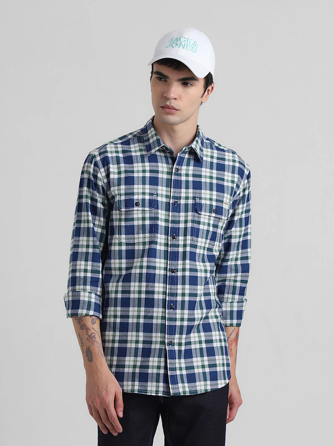 Green Check Print Full Sleeves Shirt
