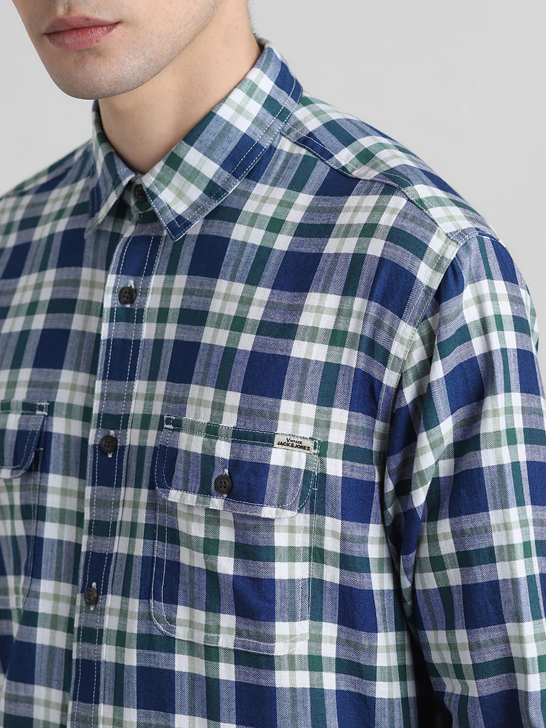 Green Check Print Full Sleeves Shirt - Image 5