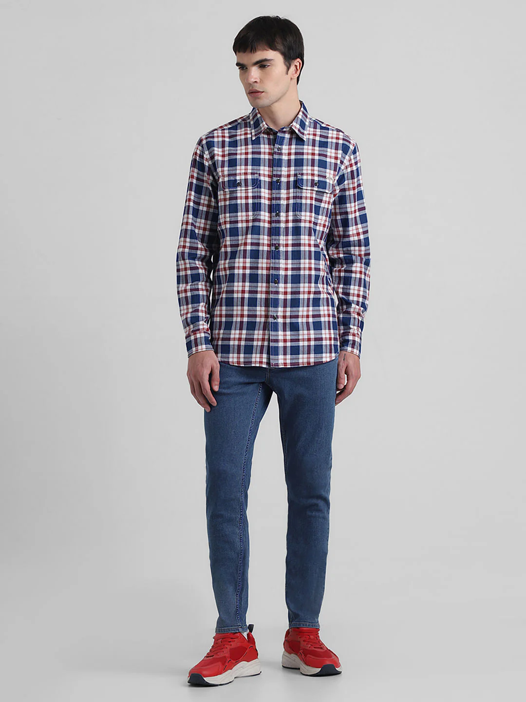 Red Check Print Full Sleeves Shirt - Image 6
