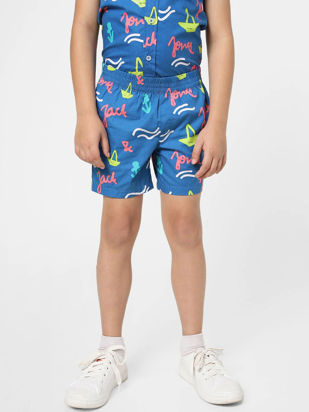 Boys Blue Printed Short Sleeves Co-ord Shirt - Image 5